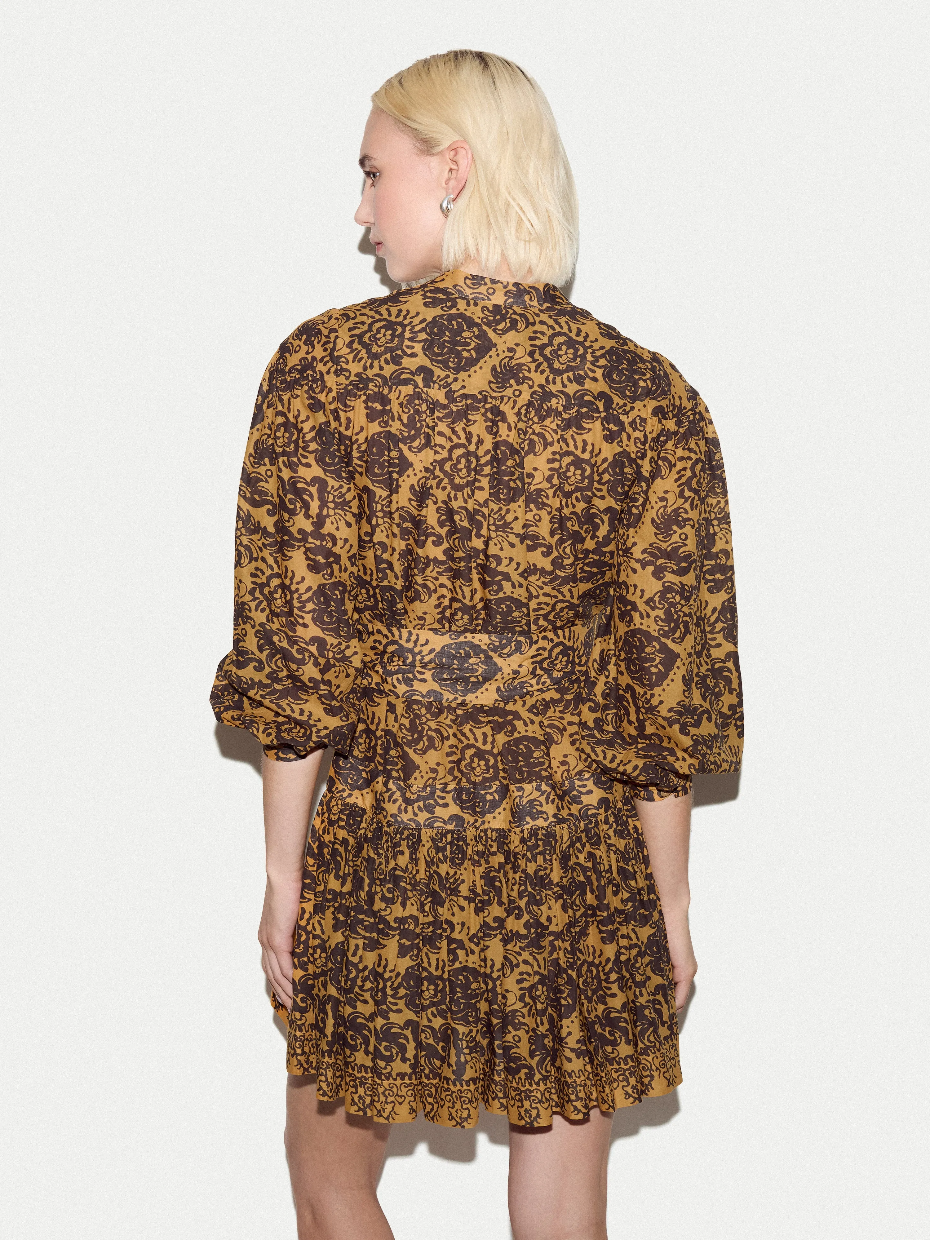 Batik Cotton Button Mini Dress | Yellow sold by Jigsaw product image thumbnail 5