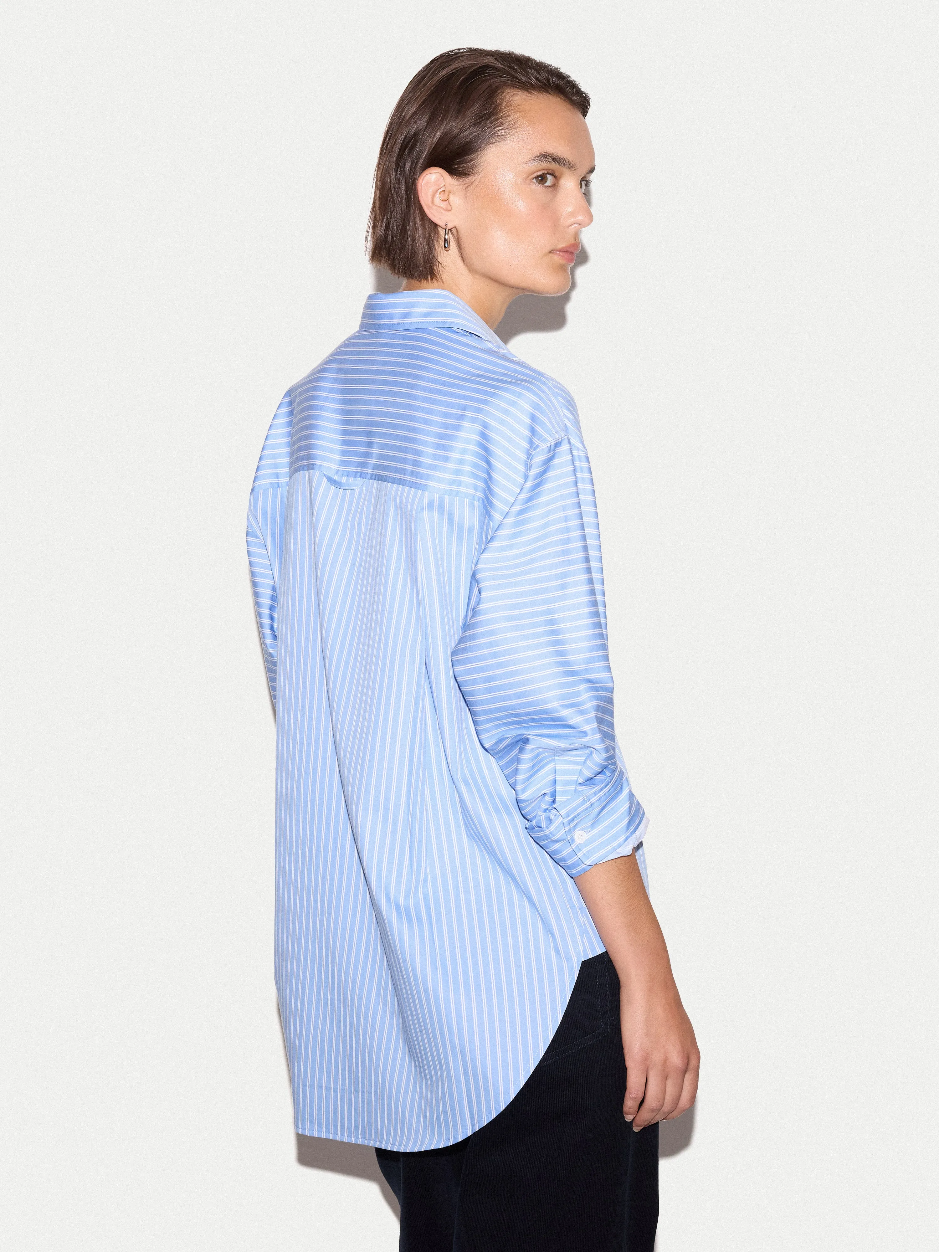 Oversized Cotton Stripe Shirt | Blue sold by Jigsaw product image thumbnail 4