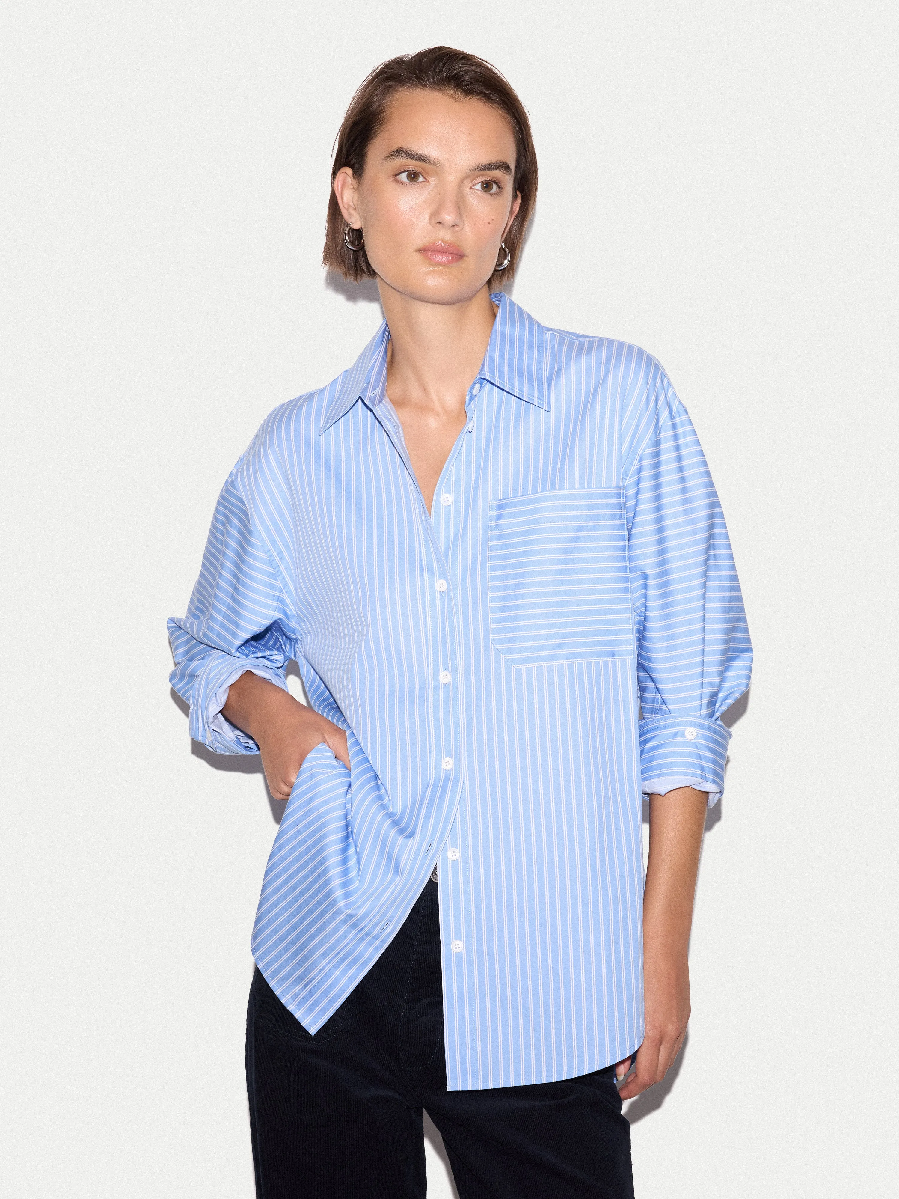 Oversized Cotton Stripe Shirt | Blue sold by Jigsaw