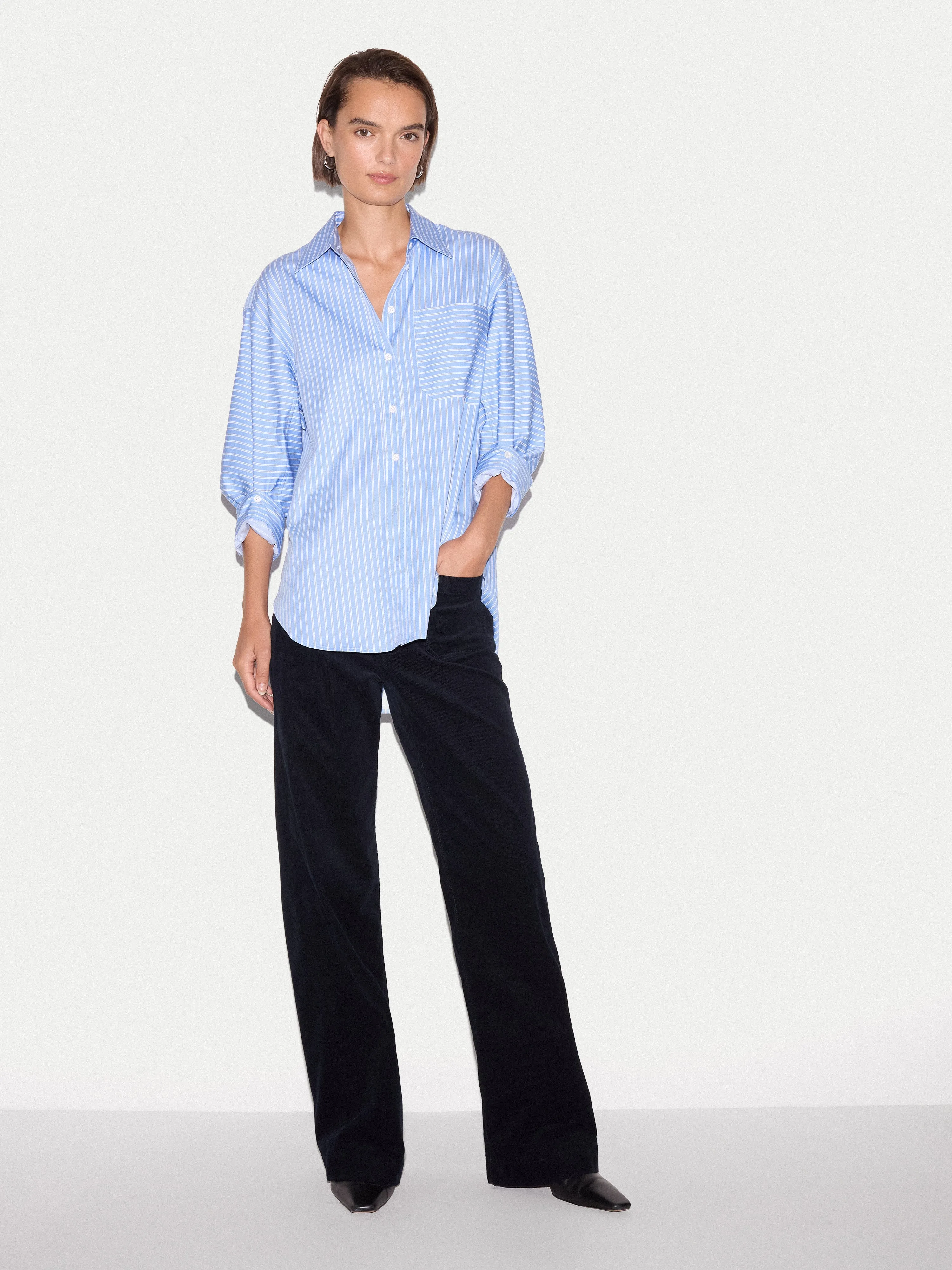 Oversized Cotton Stripe Shirt | Blue sold by Jigsaw product image thumbnail 3