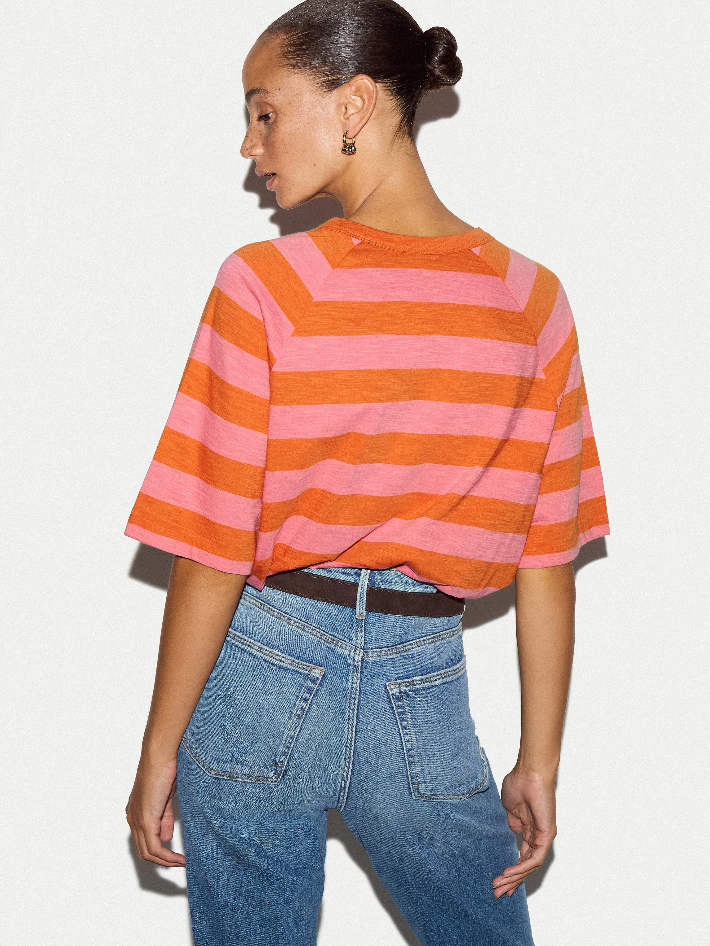 Cotton Slub Stripe Raglan T-shirt | Pink sold by Jigsaw product image thumbnail 4