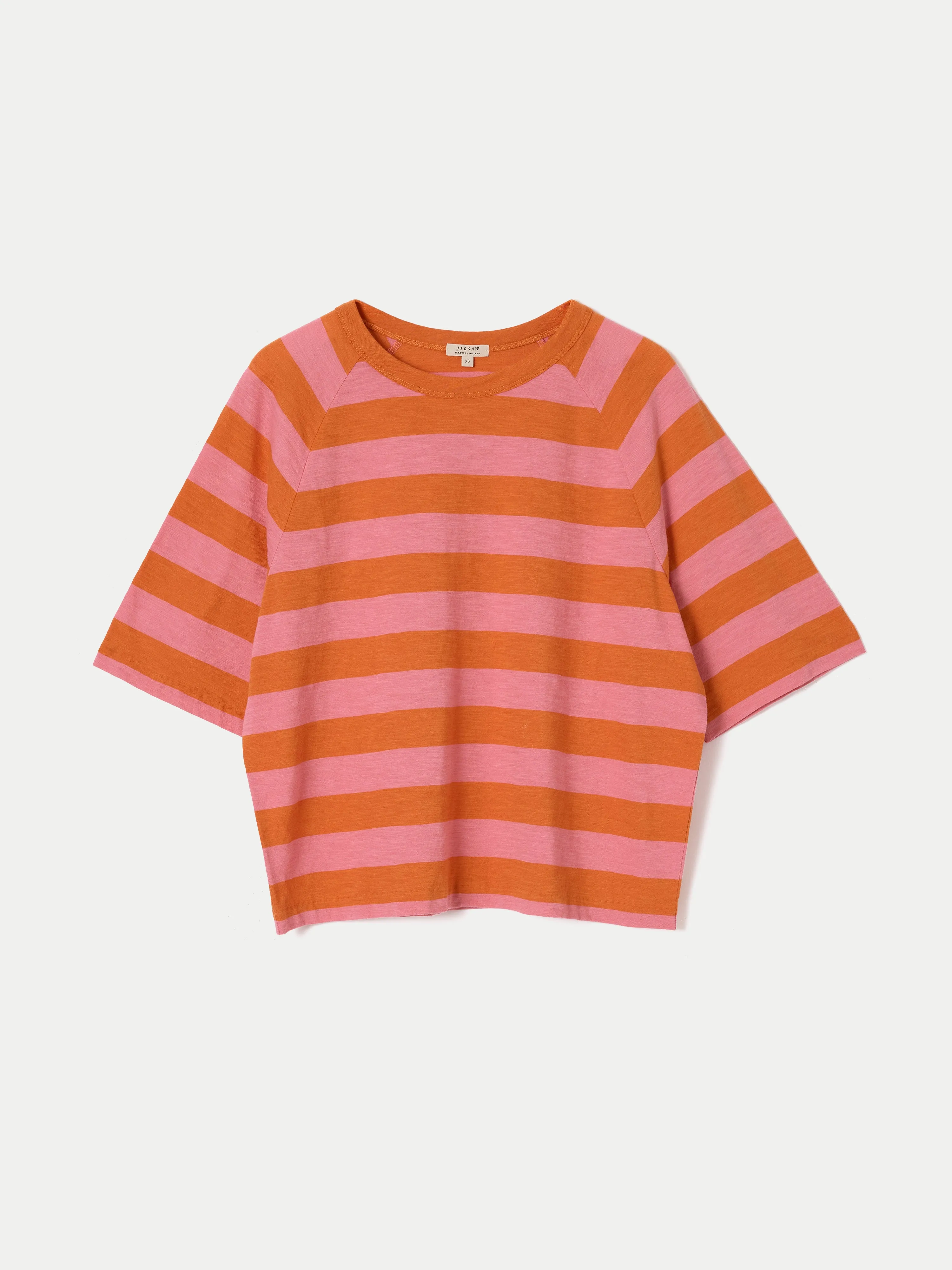 Cotton Slub Stripe Raglan T-shirt | Pink sold by Jigsaw product image thumbnail 5