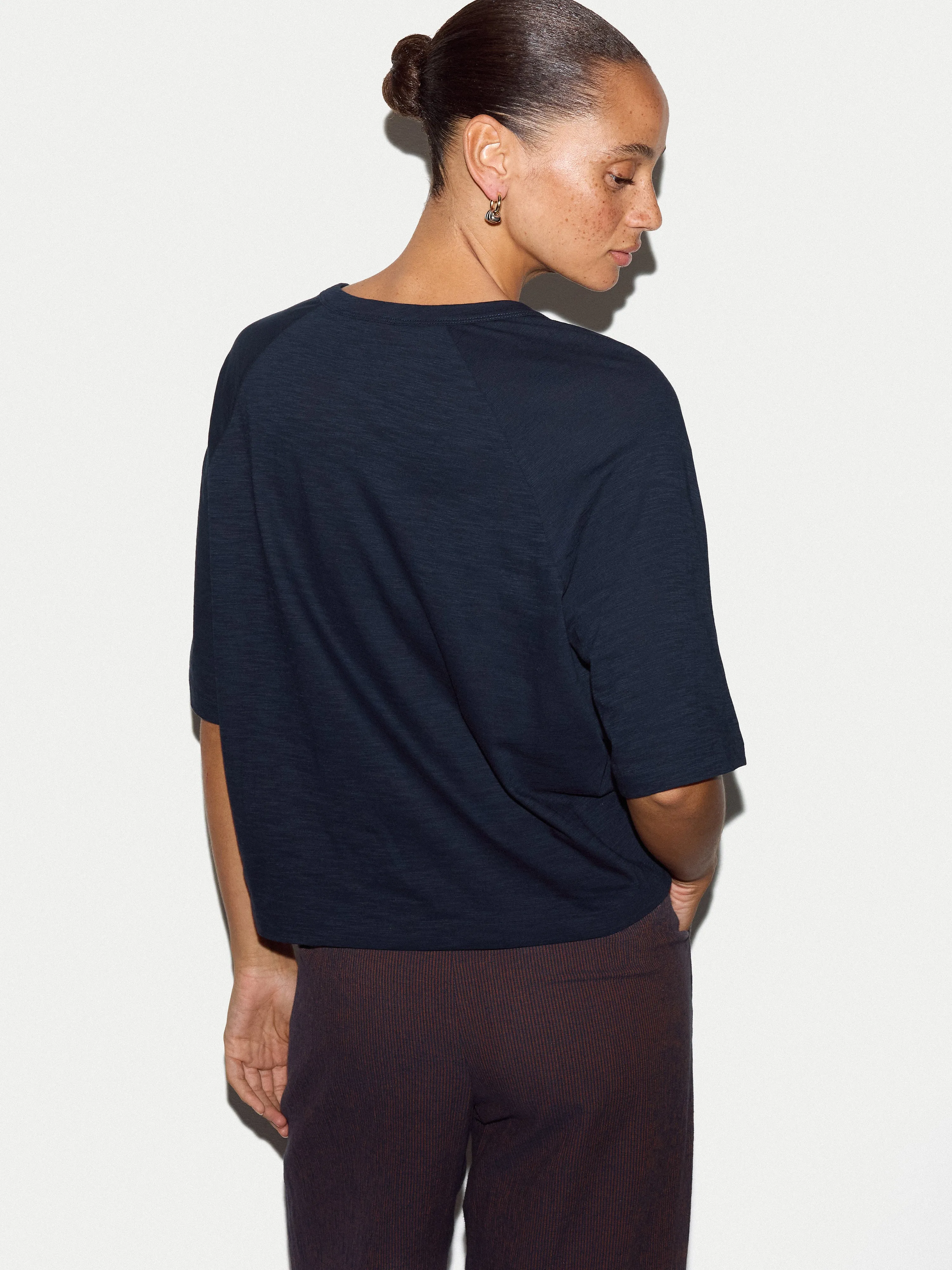 Cotton Slub Boxy Raglan T-shirt | Navy sold by Jigsaw product image thumbnail 4