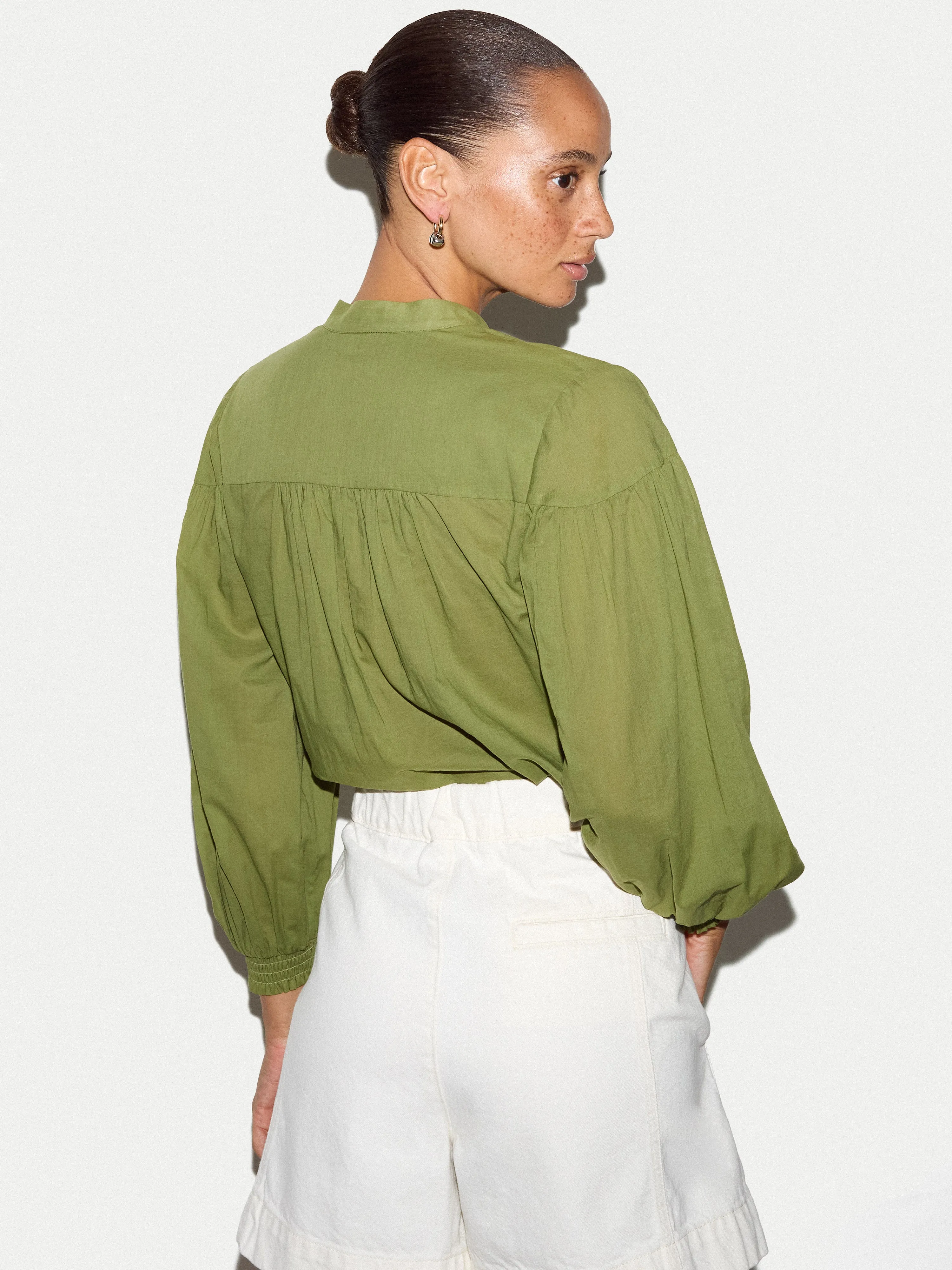 Cotton Balloon Sleeve Top | Green sold by Jigsaw product image thumbnail 4