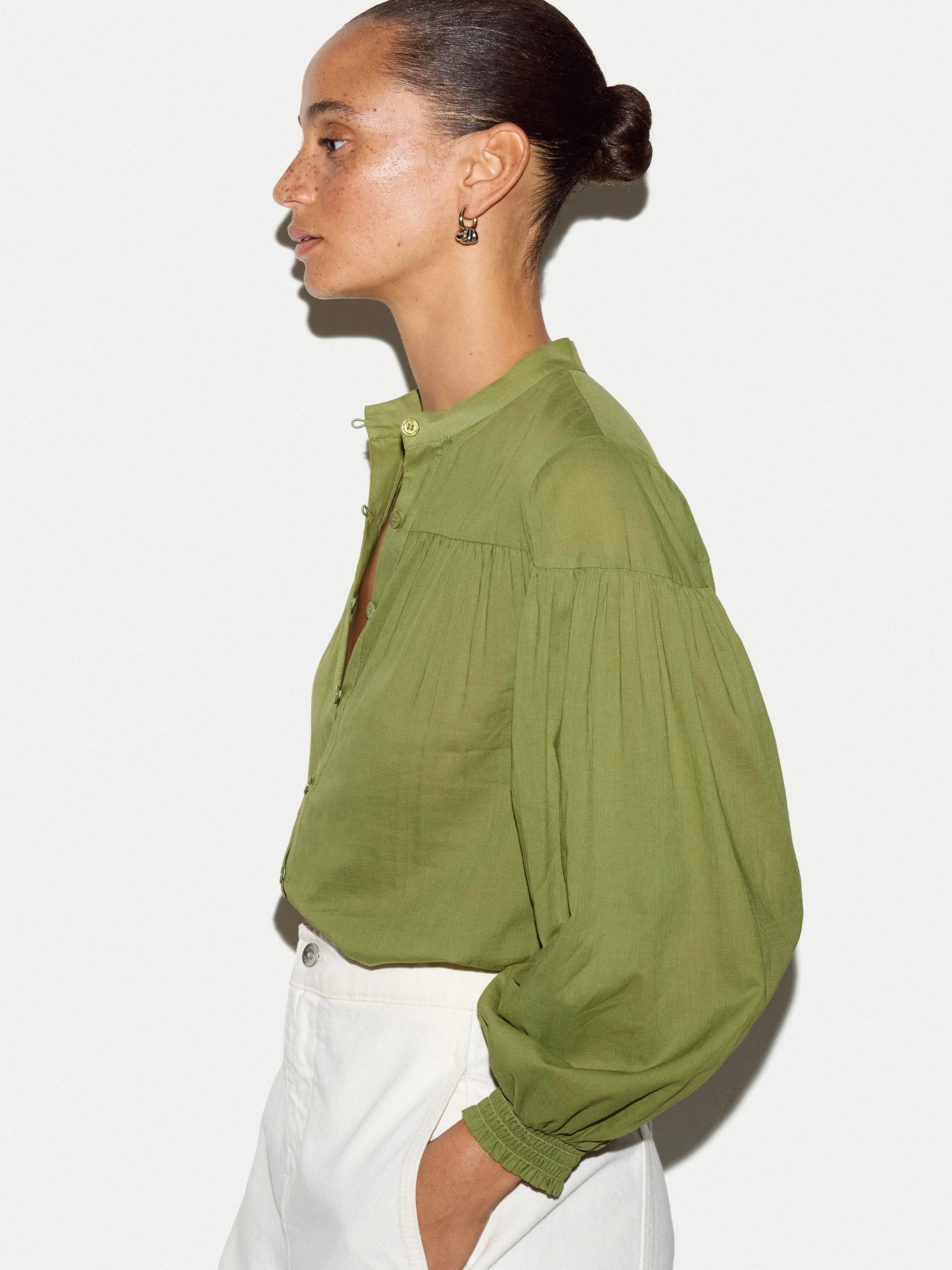 Cotton Balloon Sleeve Top | Green sold by Jigsaw product image thumbnail 2