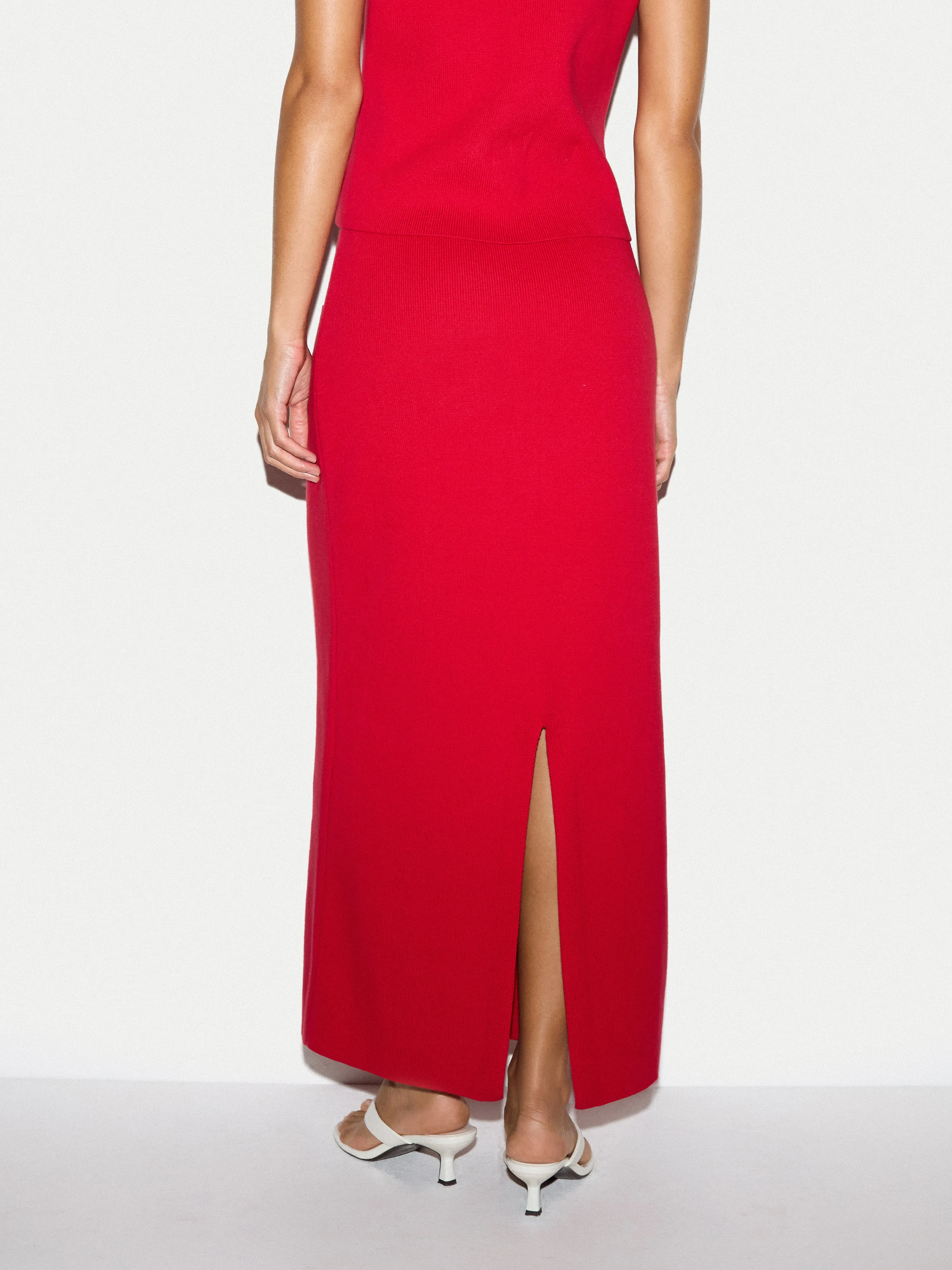 Cotton Button Knitted Skirt | Red sold by Jigsaw product image thumbnail 4