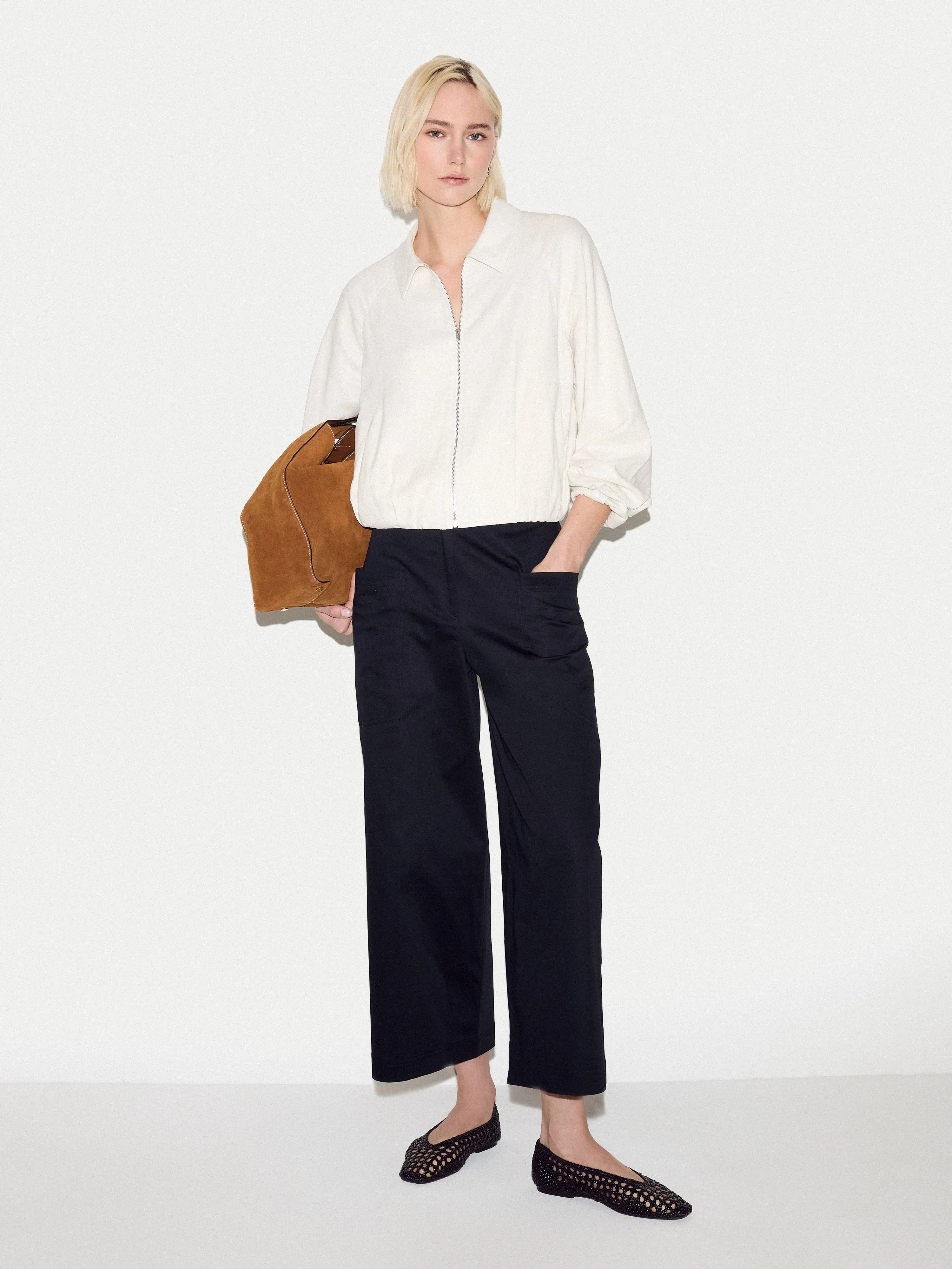 Cotton High Waisted Trouser | Black sold by Jigsaw
