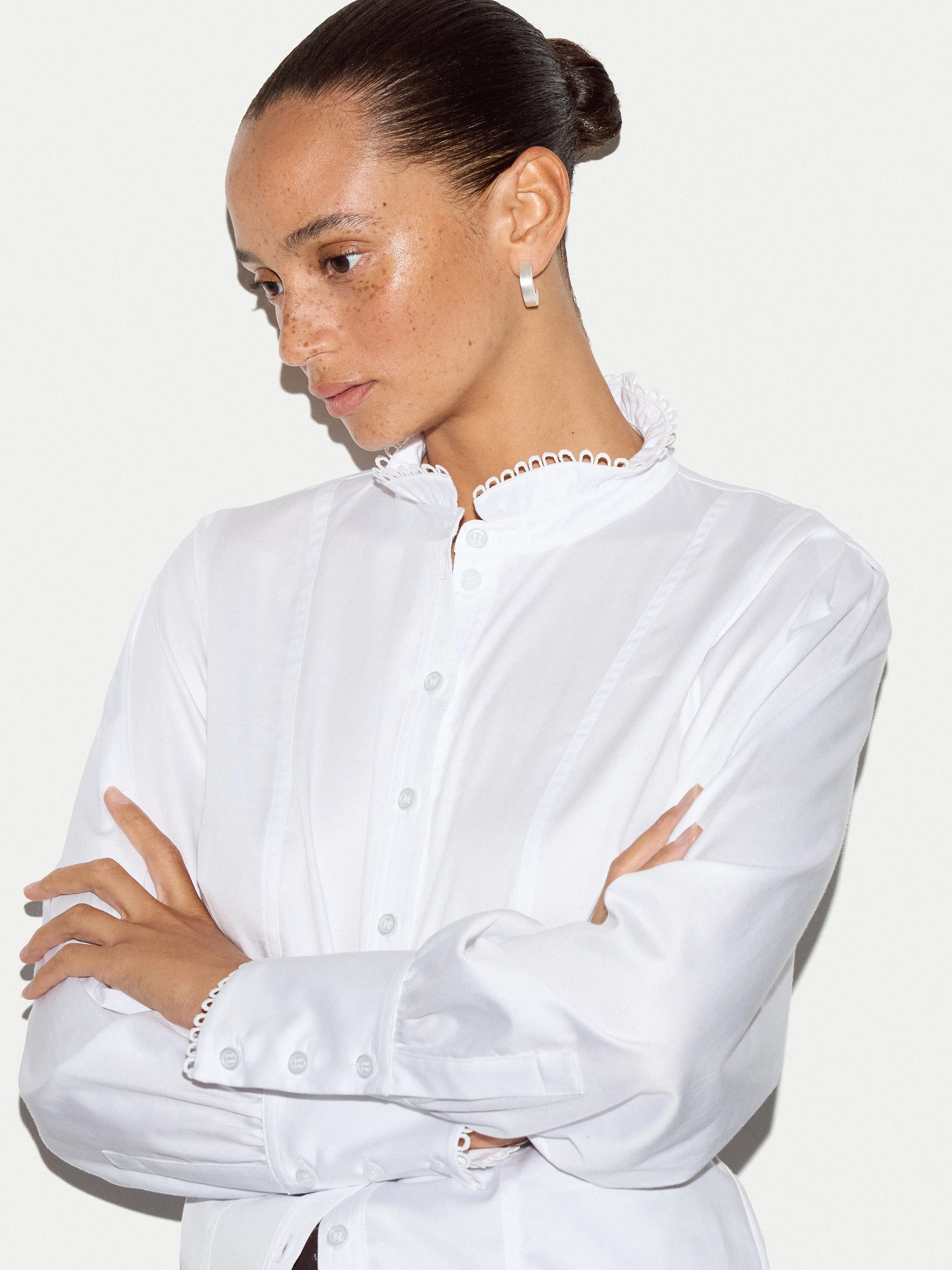 Slim Stand Collar Shirt | White sold by Jigsaw product image thumbnail 3