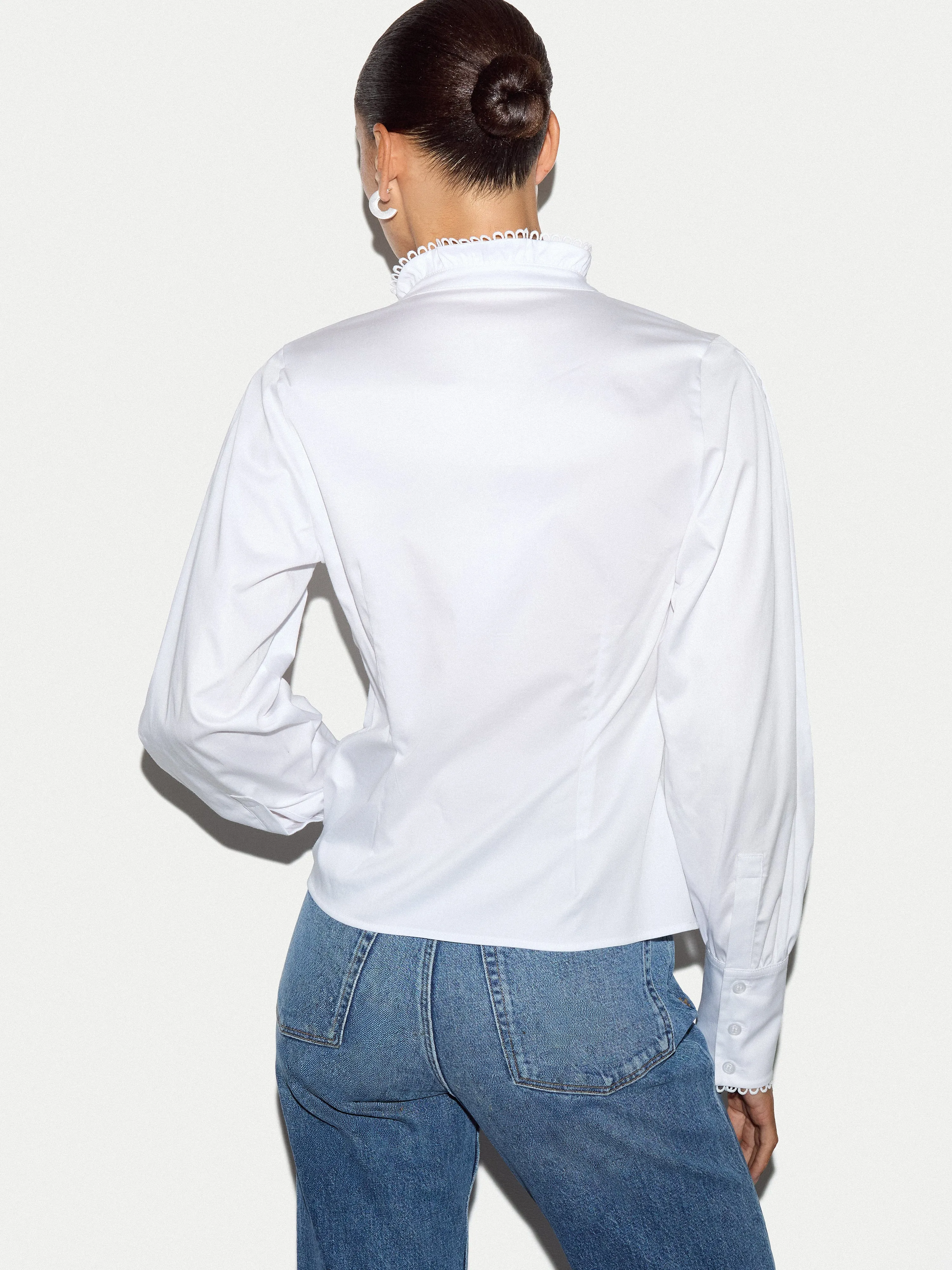 Slim Stand Collar Shirt | White sold by Jigsaw product image thumbnail 4