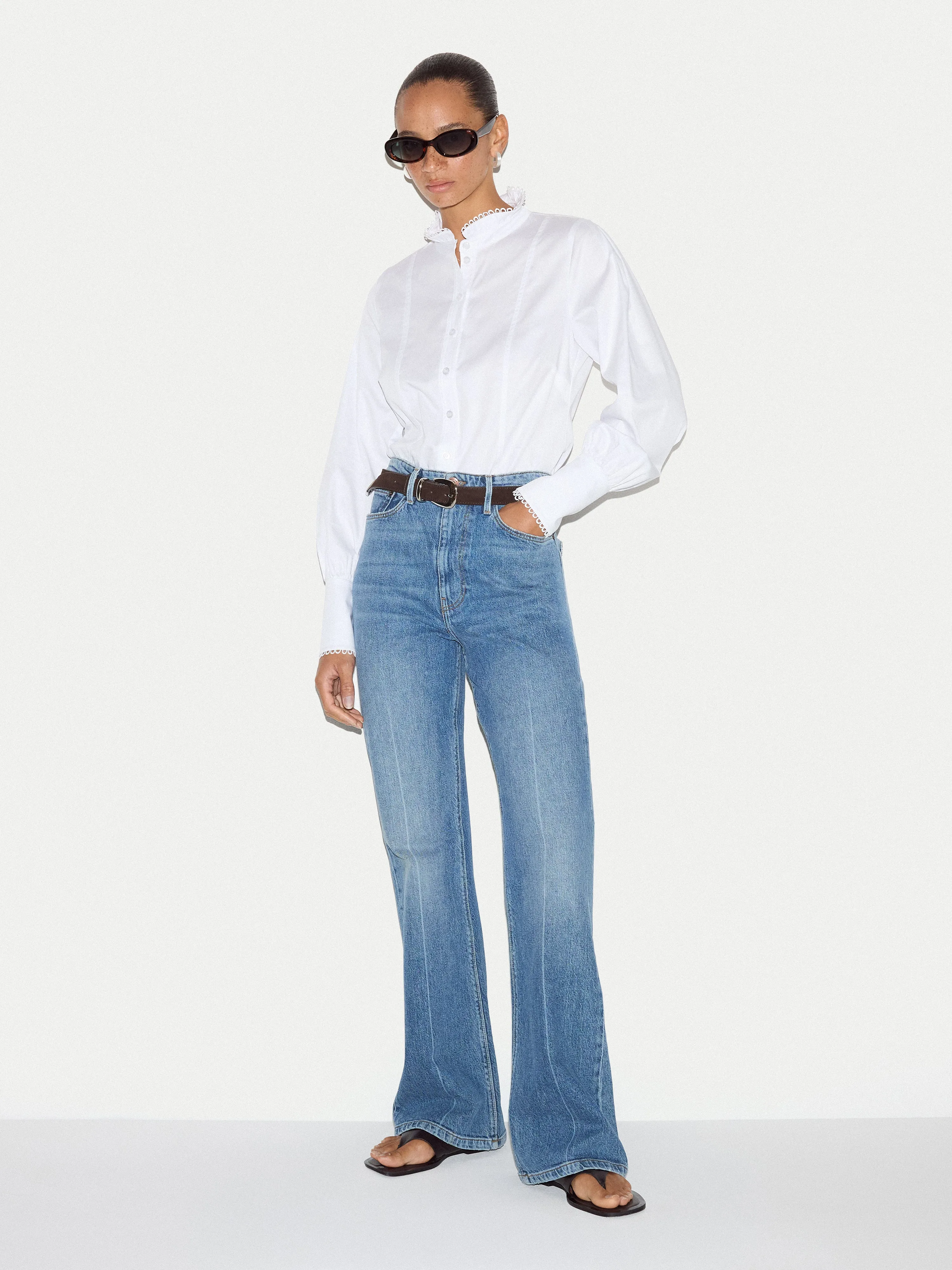 Slim Stand Collar Shirt | White sold by Jigsaw product image thumbnail 5