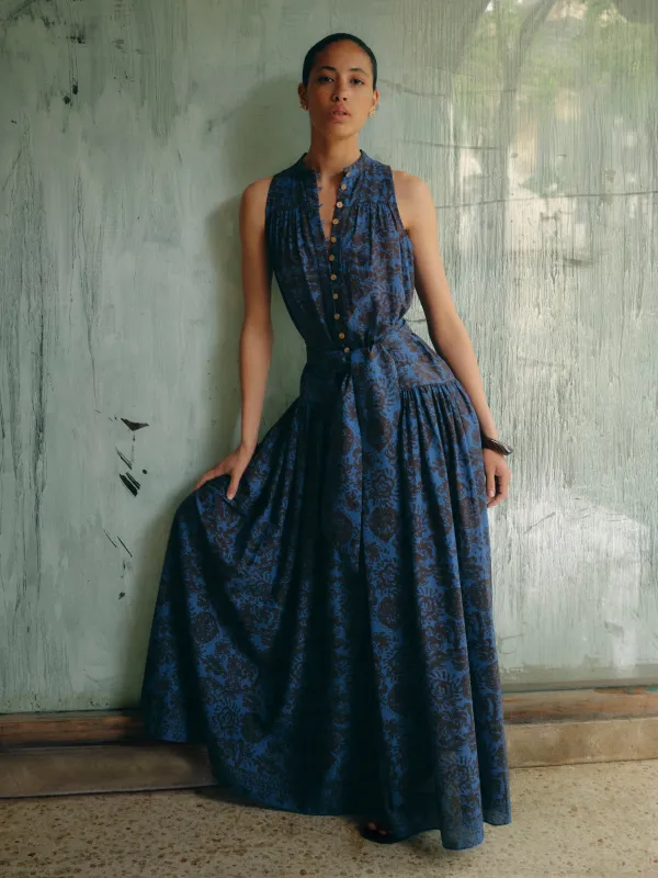 Batik Cotton Maxi Dress | Blue made by Jigsaw