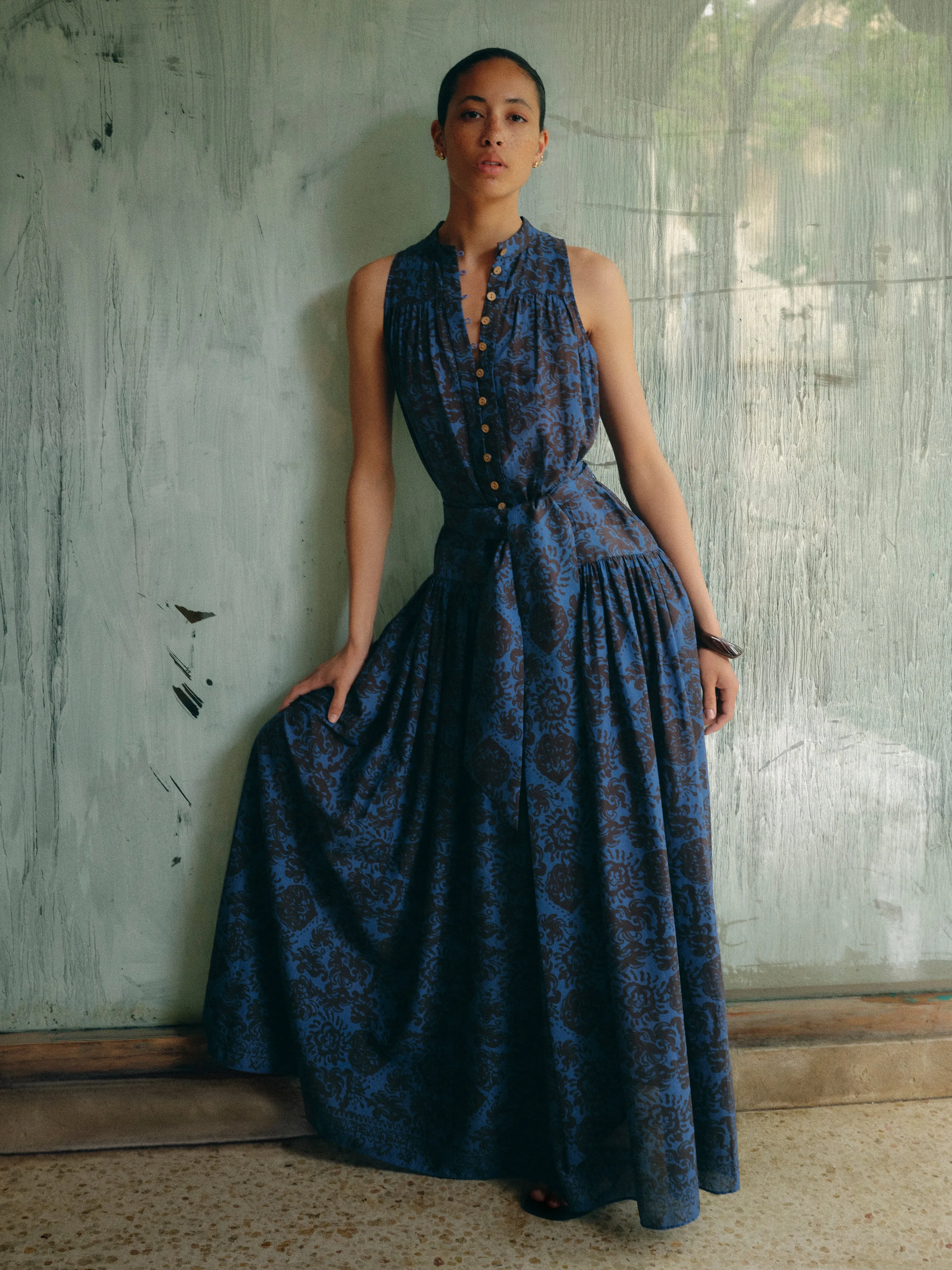 Batik Cotton Maxi Dress | Blue sold by Jigsaw