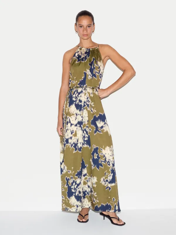 Ikat Satin Halter Dress | Khaki made by Jigsaw