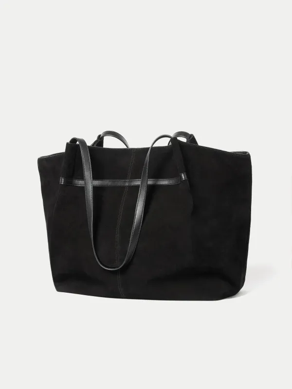 Large Shopper Suede Tote Bag | Black made by Jigsaw
