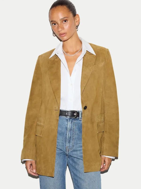Suede Tailored Jacket | Green made by Jigsaw