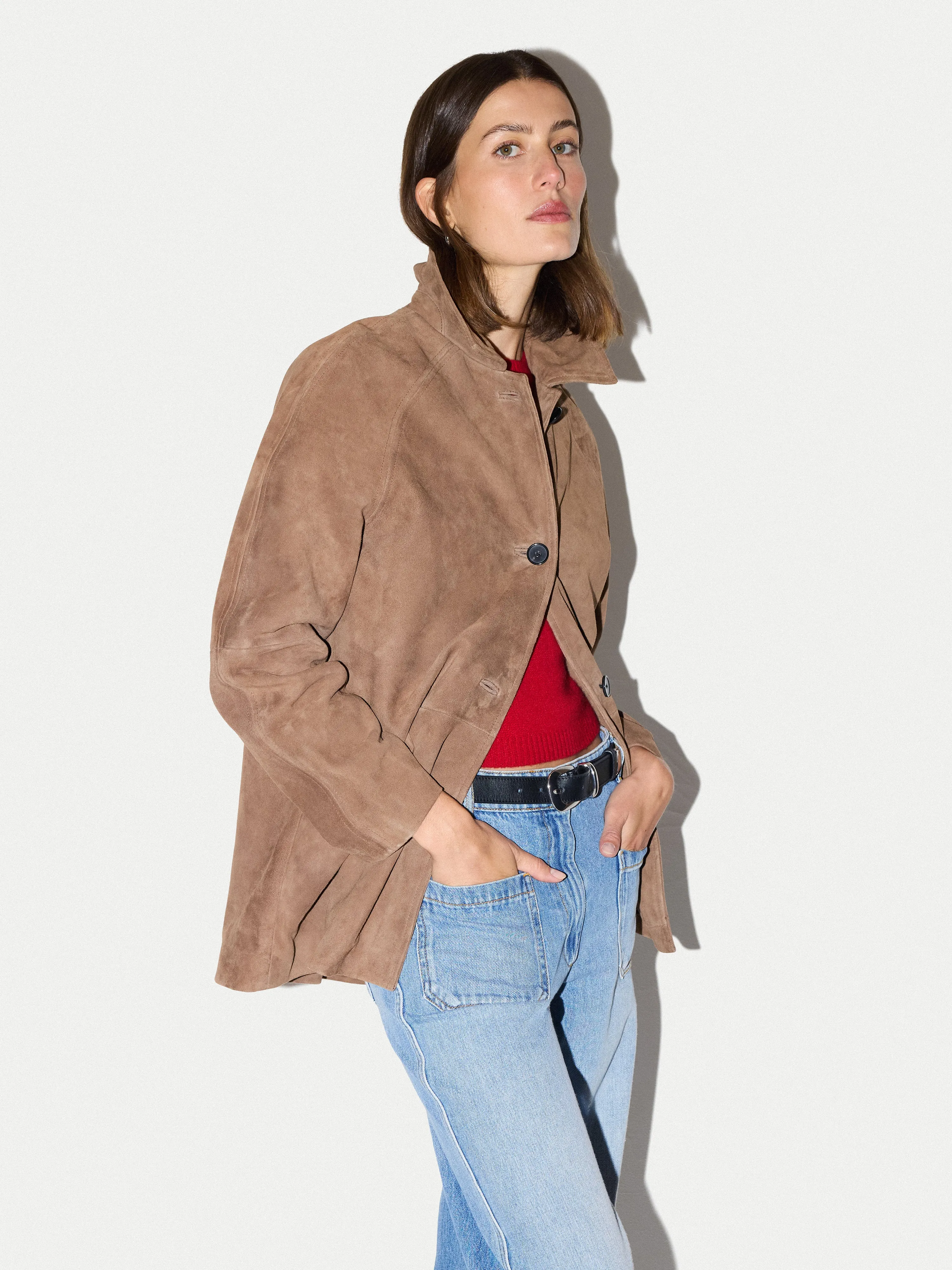 Suede Raglan Sleeve Jacket | Light Brown sold by Jigsaw product image thumbnail 4