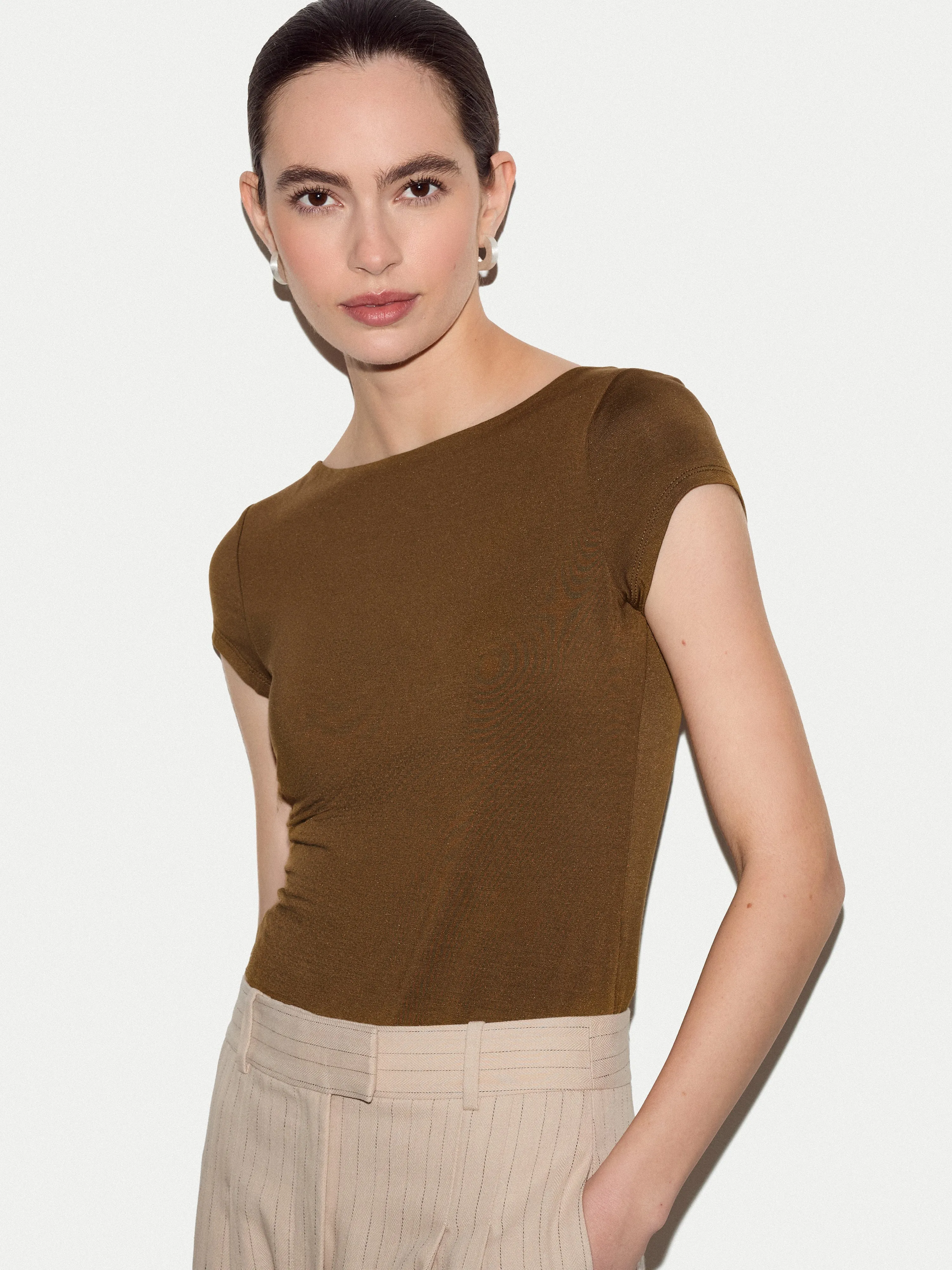 Modal Jersey Top | Brown sold by Jigsaw product image thumbnail 3