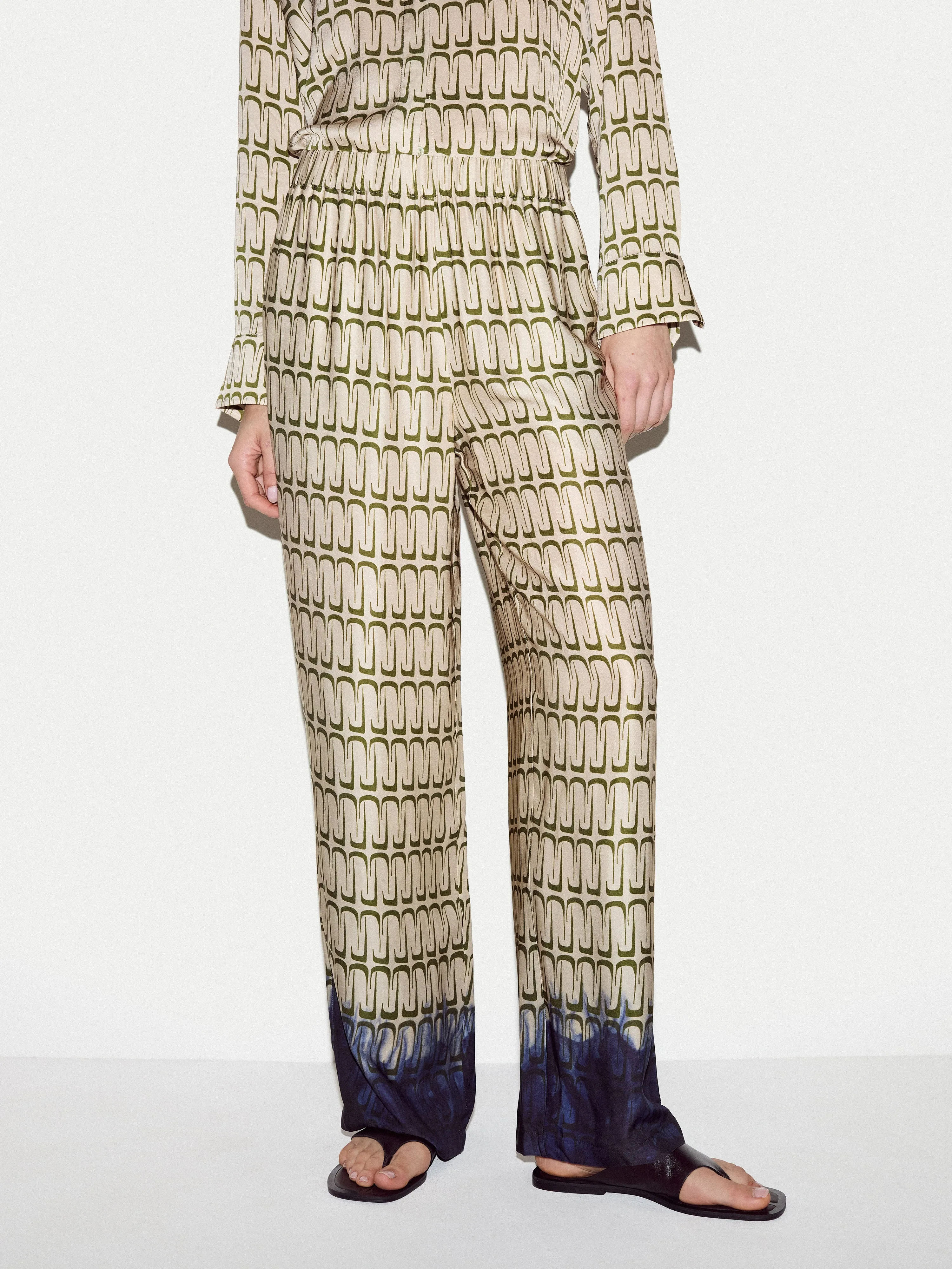 Geo Relaxed Satin Trouser | Cream sold by Jigsaw product image thumbnail 2
