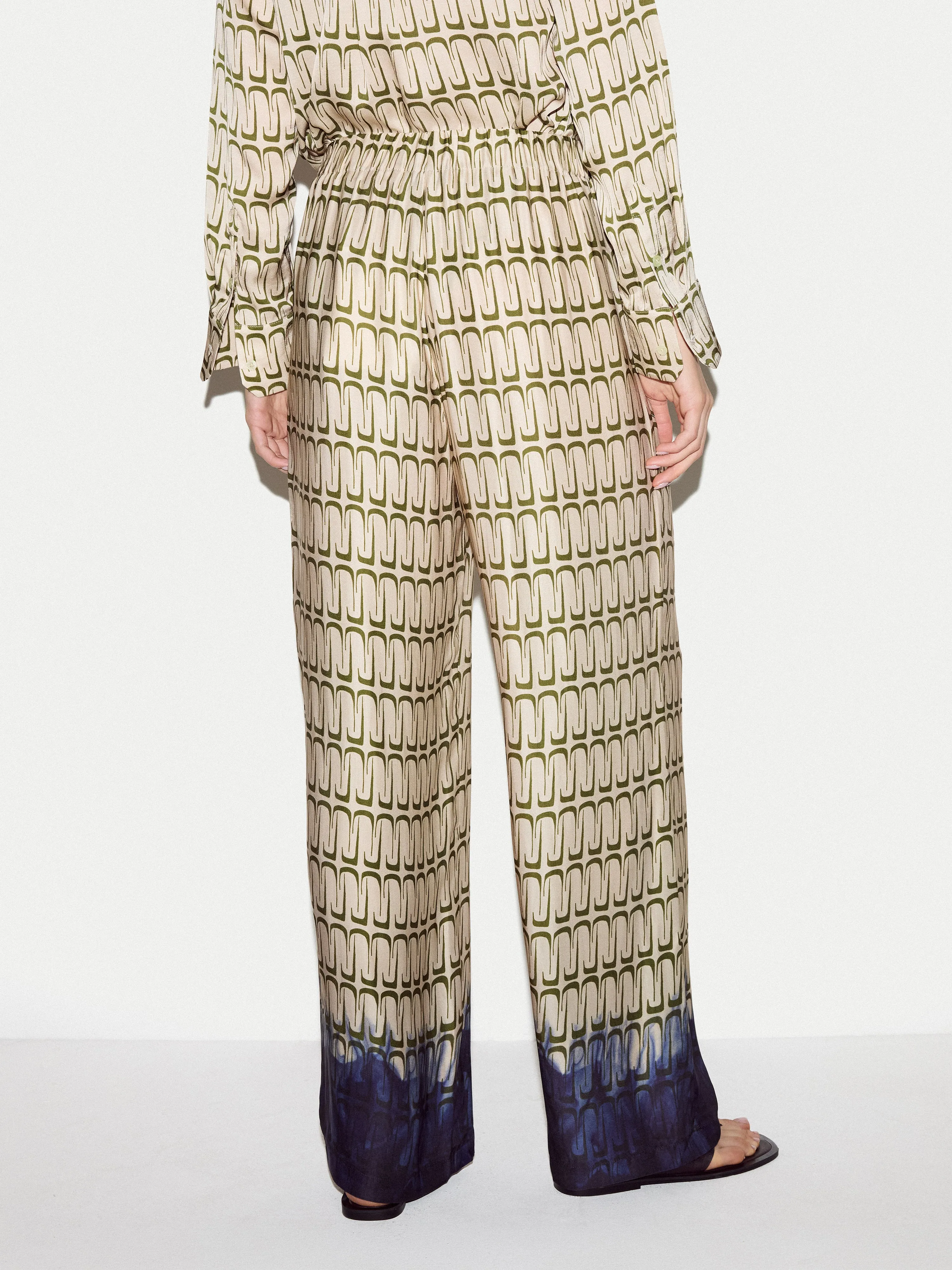Geo Relaxed Satin Trouser | Cream sold by Jigsaw product image thumbnail 4