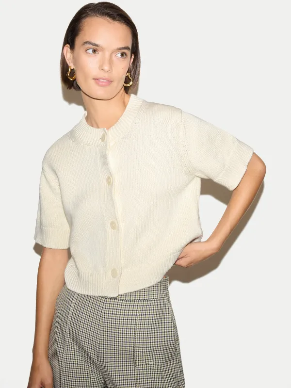 Short Sleeve Cardigan Top | White made by Jigsaw