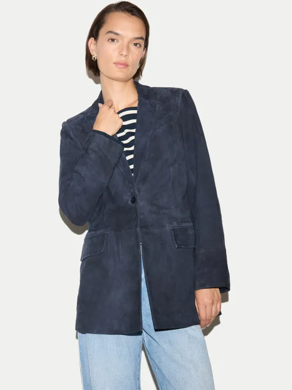 Suede Tailored Jacket | Navy made by Jigsaw