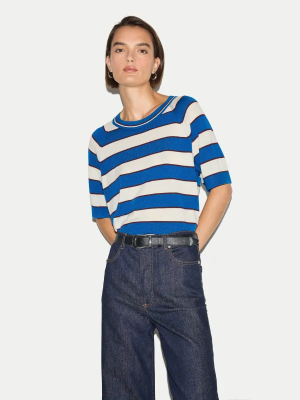 Striped Merino Raglan T-shirt | Blue made by Jigsaw