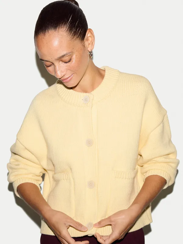 Chunky Cotton Cardigan | Yellow made by Jigsaw