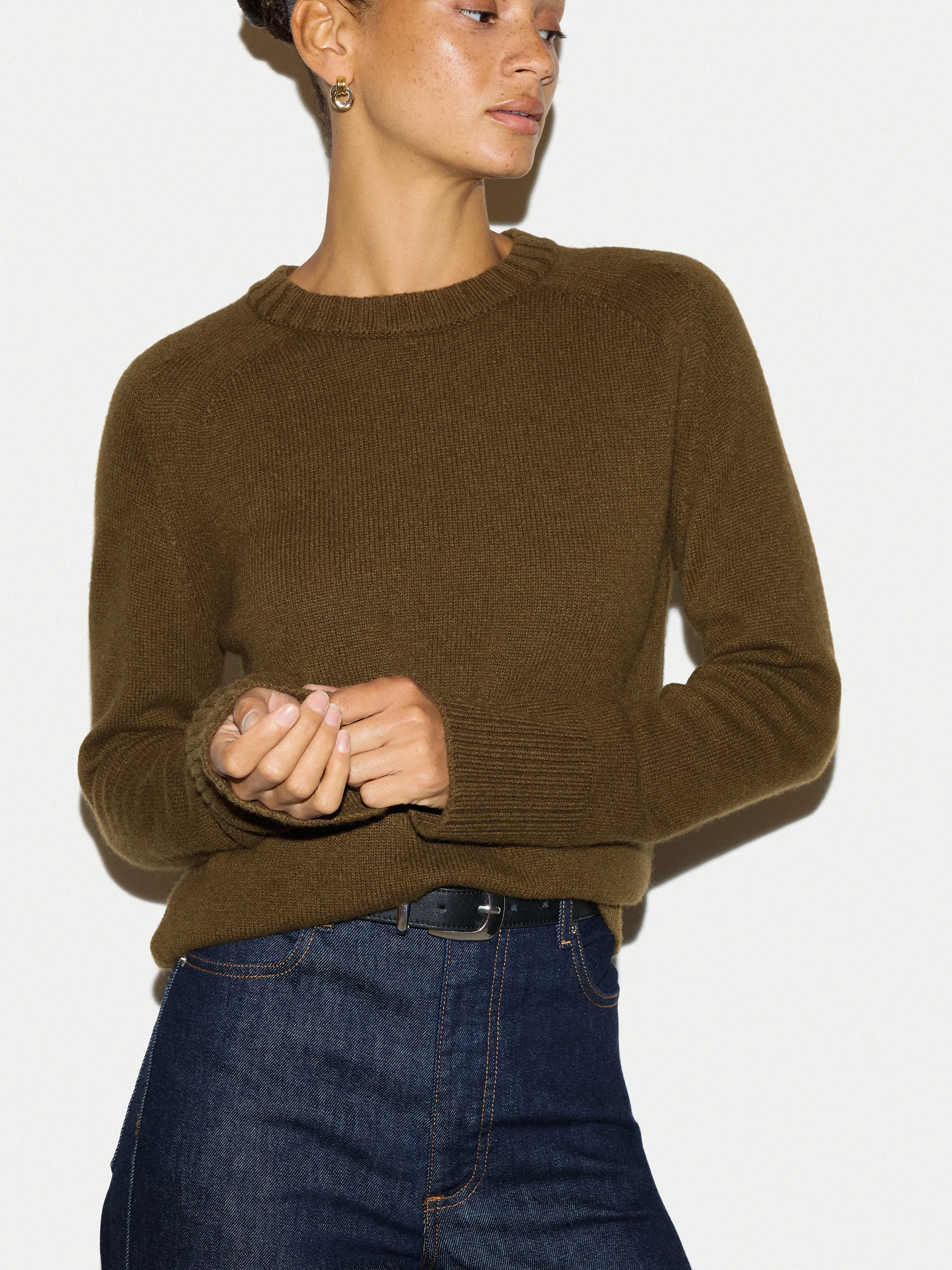 Wool Cashmere Saddle Jumper | Khaki sold by Jigsaw product image thumbnail 3