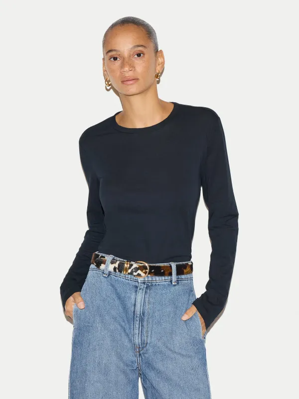 Cotton Crew Long Sleeve T-shirt | Navy made by Jigsaw