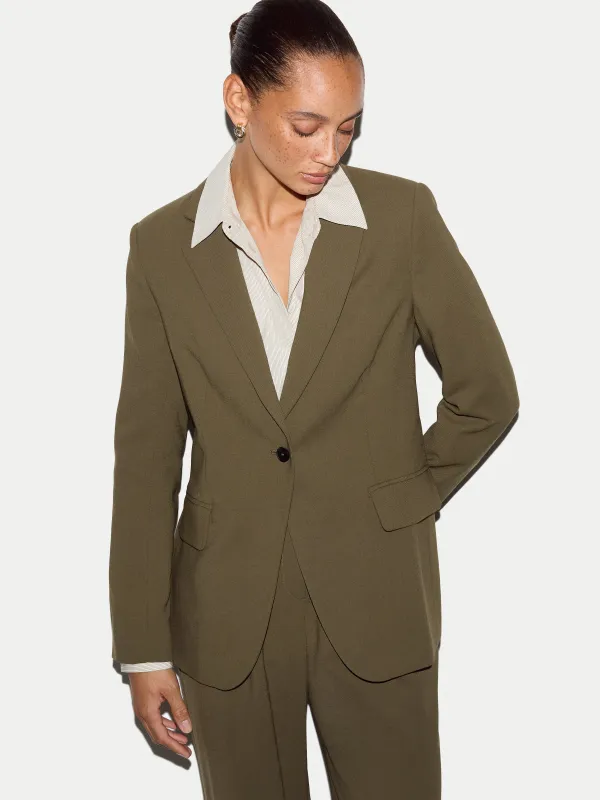 Duke Fluid Twill Blazer | Brown made by Jigsaw