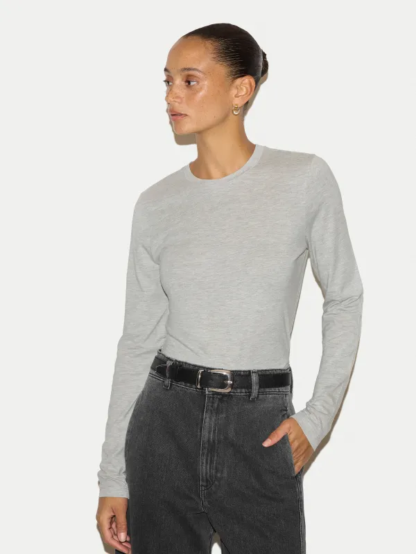 Cotton Modal Long Sleeve T-shirt | Grey Melange made by Jigsaw