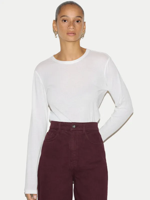 Cotton Crew Long Sleeve T-shirt | White made by Jigsaw