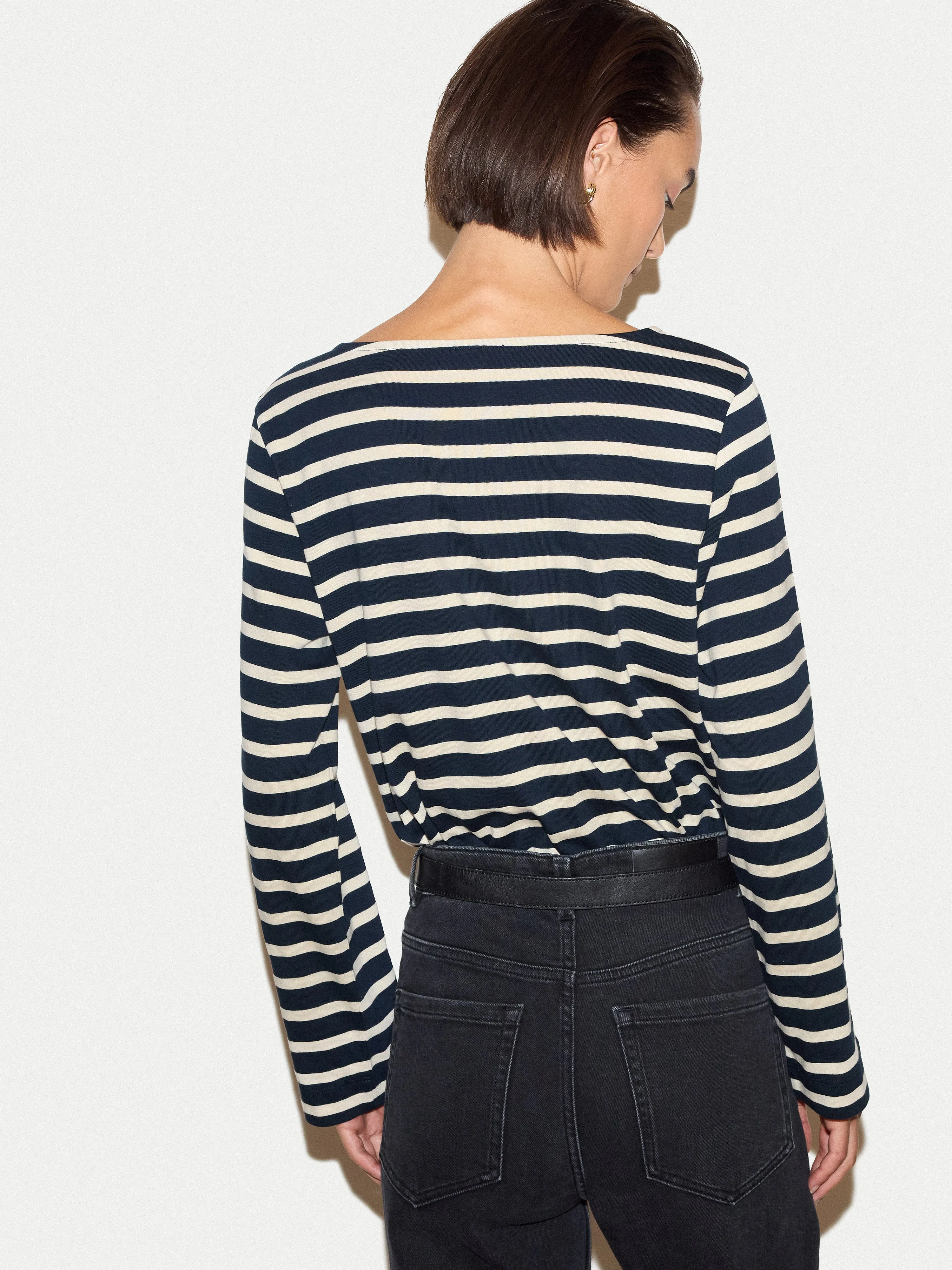 Slash Neck Striped Top | Navy sold by Jigsaw product image thumbnail 4