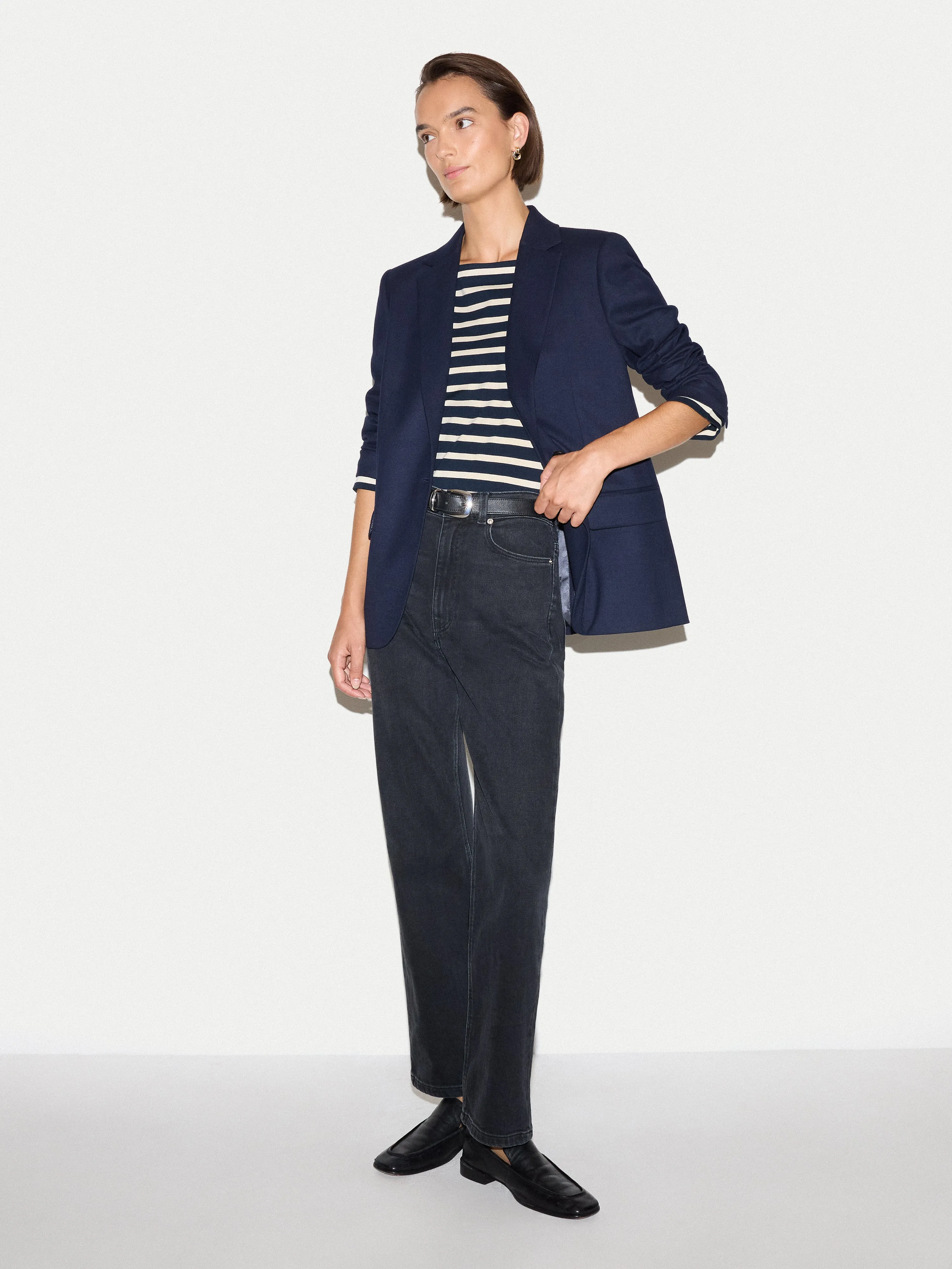 Slash Neck Striped Top | Navy sold by Jigsaw product image thumbnail 3