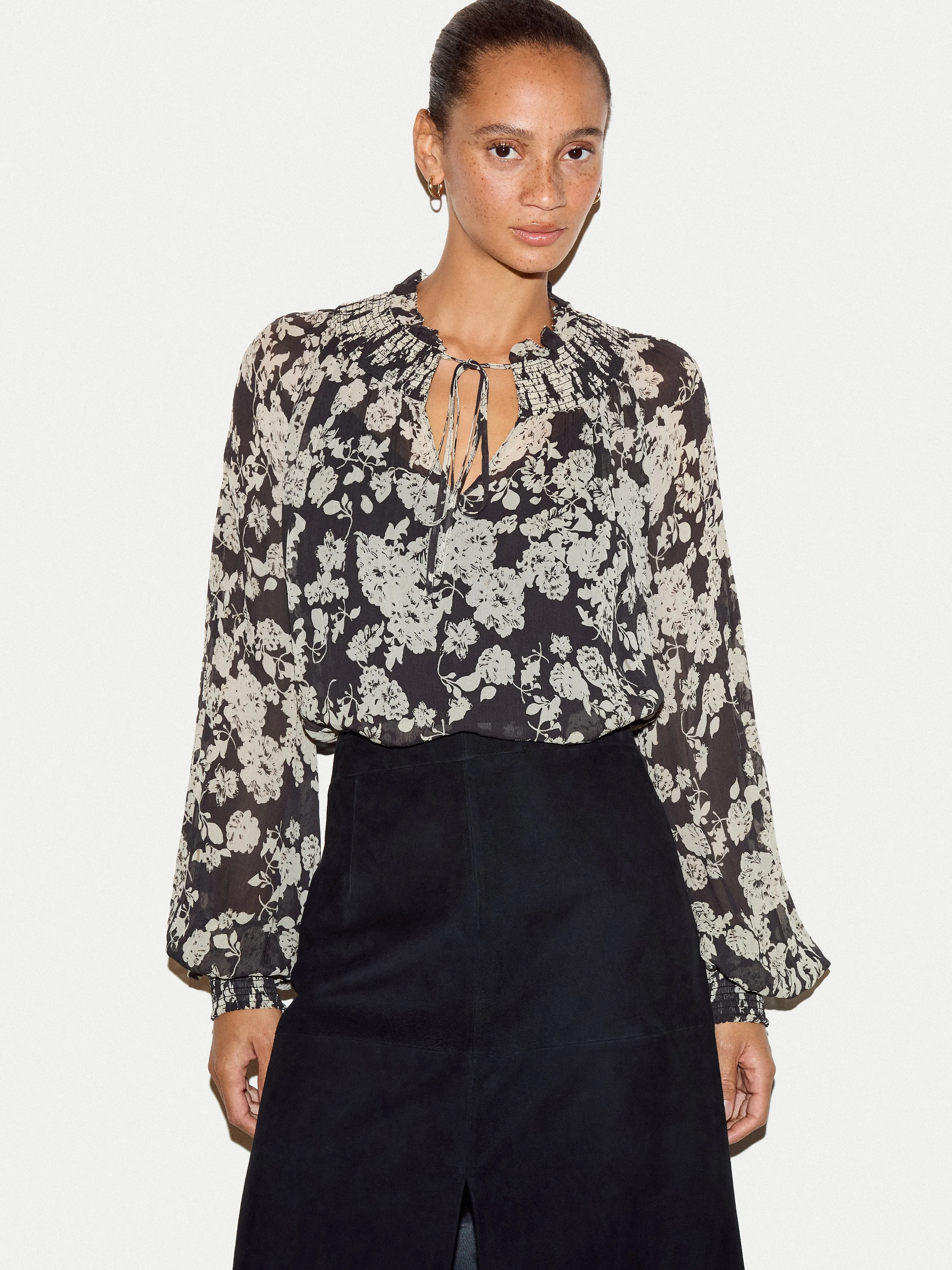 Camellia Floral Top | Black sold by Jigsaw