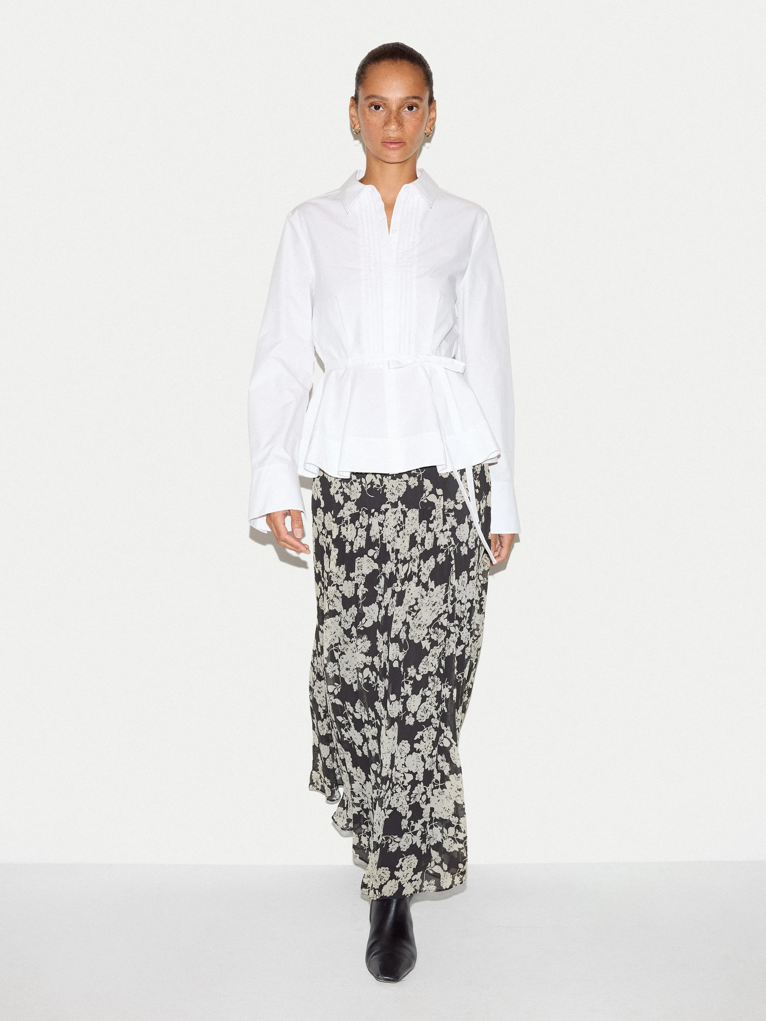 Camellia Floral Midi Skirt | Black sold by Jigsaw