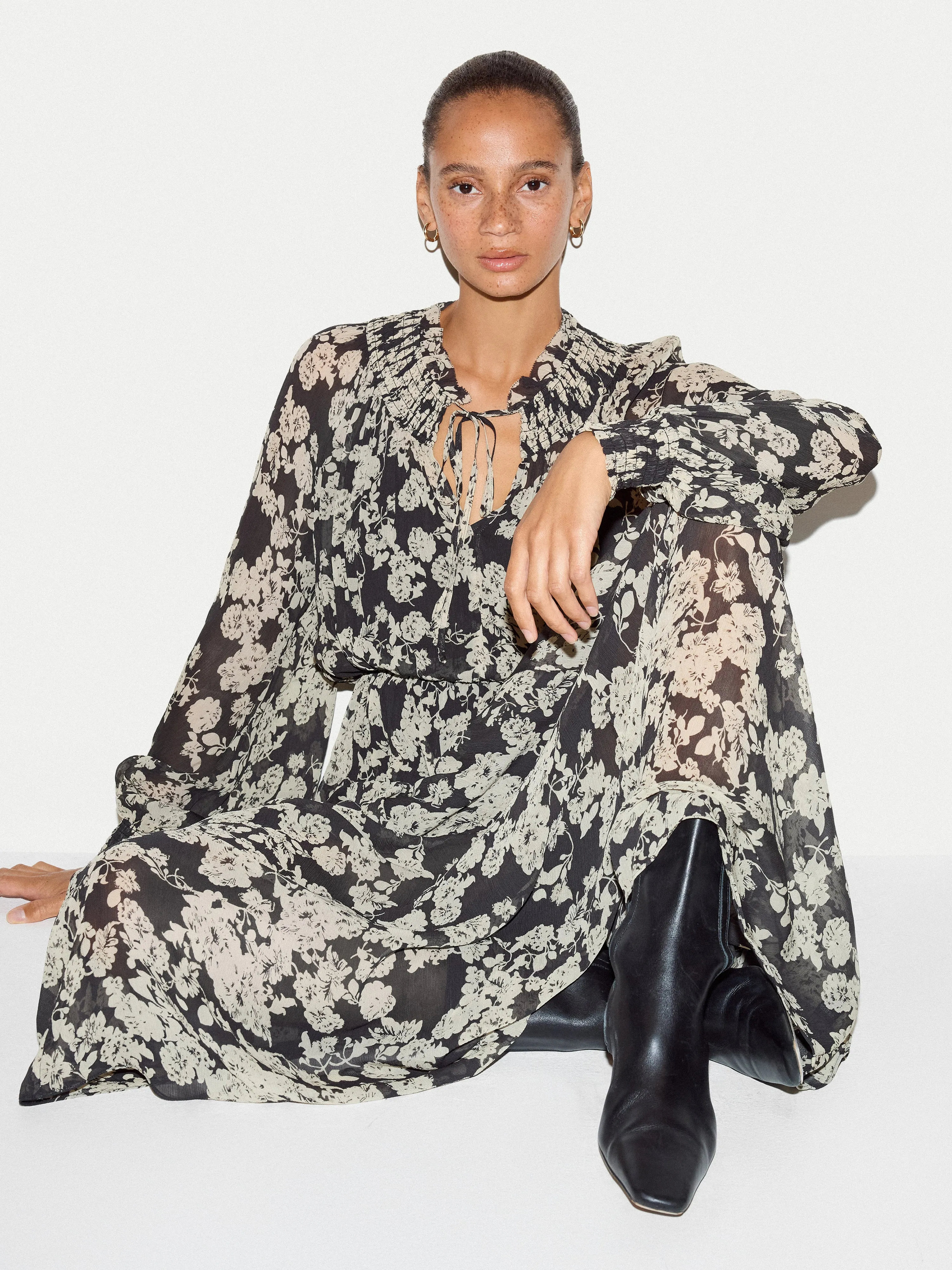 Camellia Floral Midi Dress | Black sold by Jigsaw product image thumbnail 4