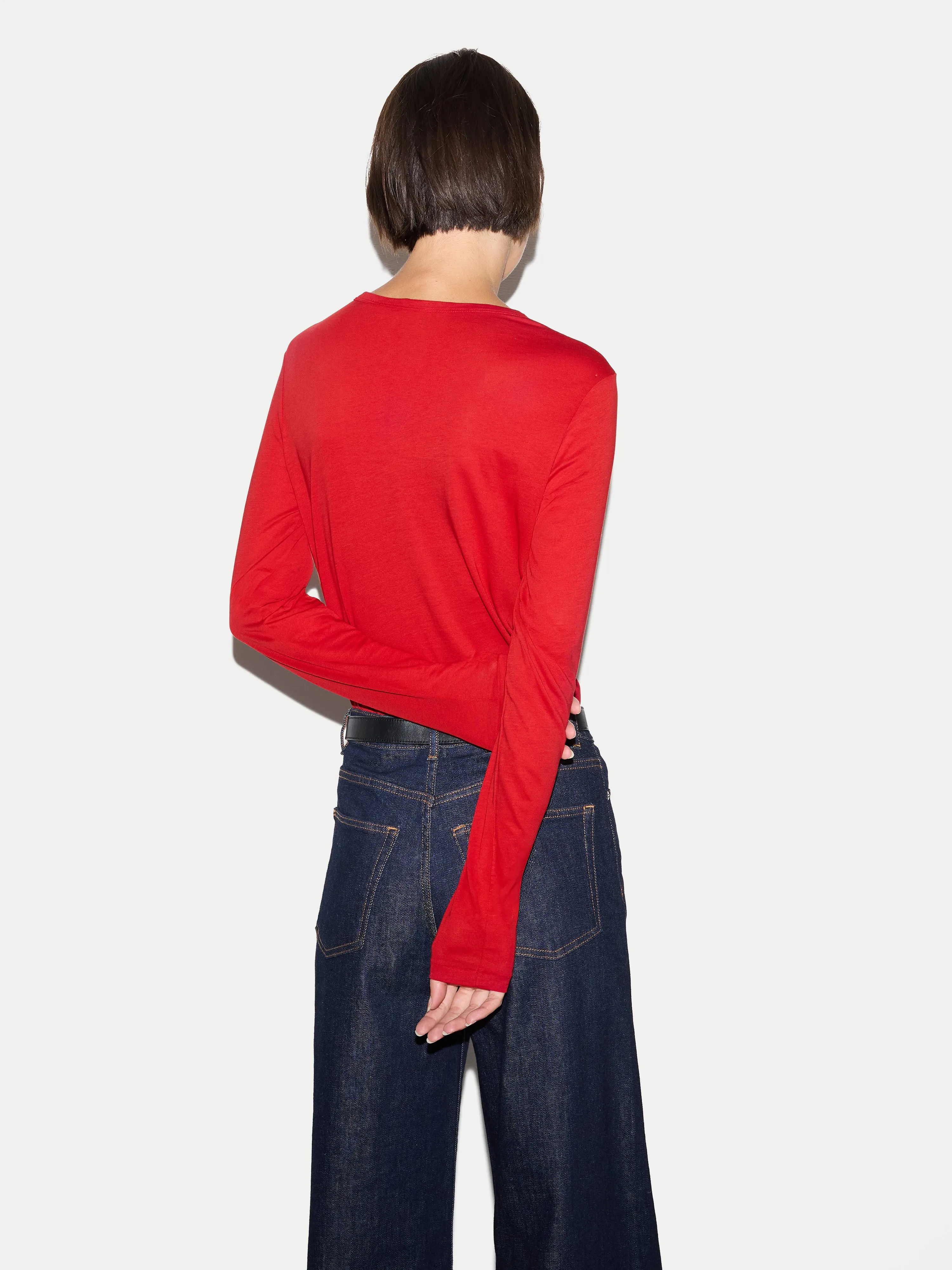 Supima Cotton Long Sleeve T-shirt | Red sold by Jigsaw product image thumbnail 3