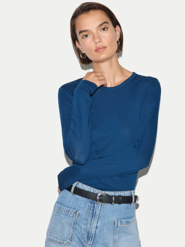 Supima Cotton Long Sleeve T-shirt | Midnight made by Jigsaw
