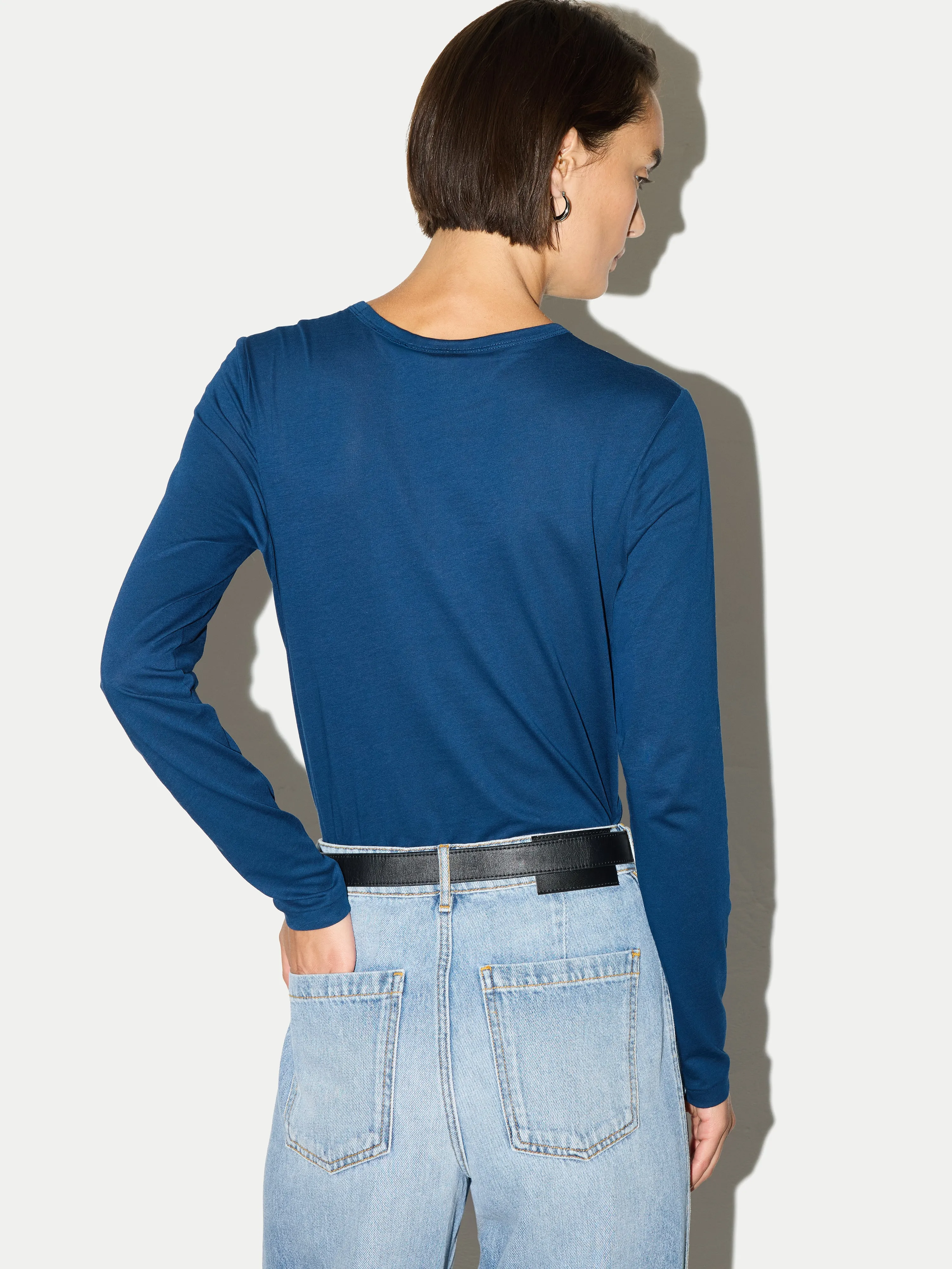 Supima Cotton Long Sleeve T-shirt | Midnight sold by Jigsaw product image thumbnail 4