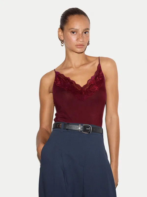 Modal Lace Cami | Burgundy made by Jigsaw