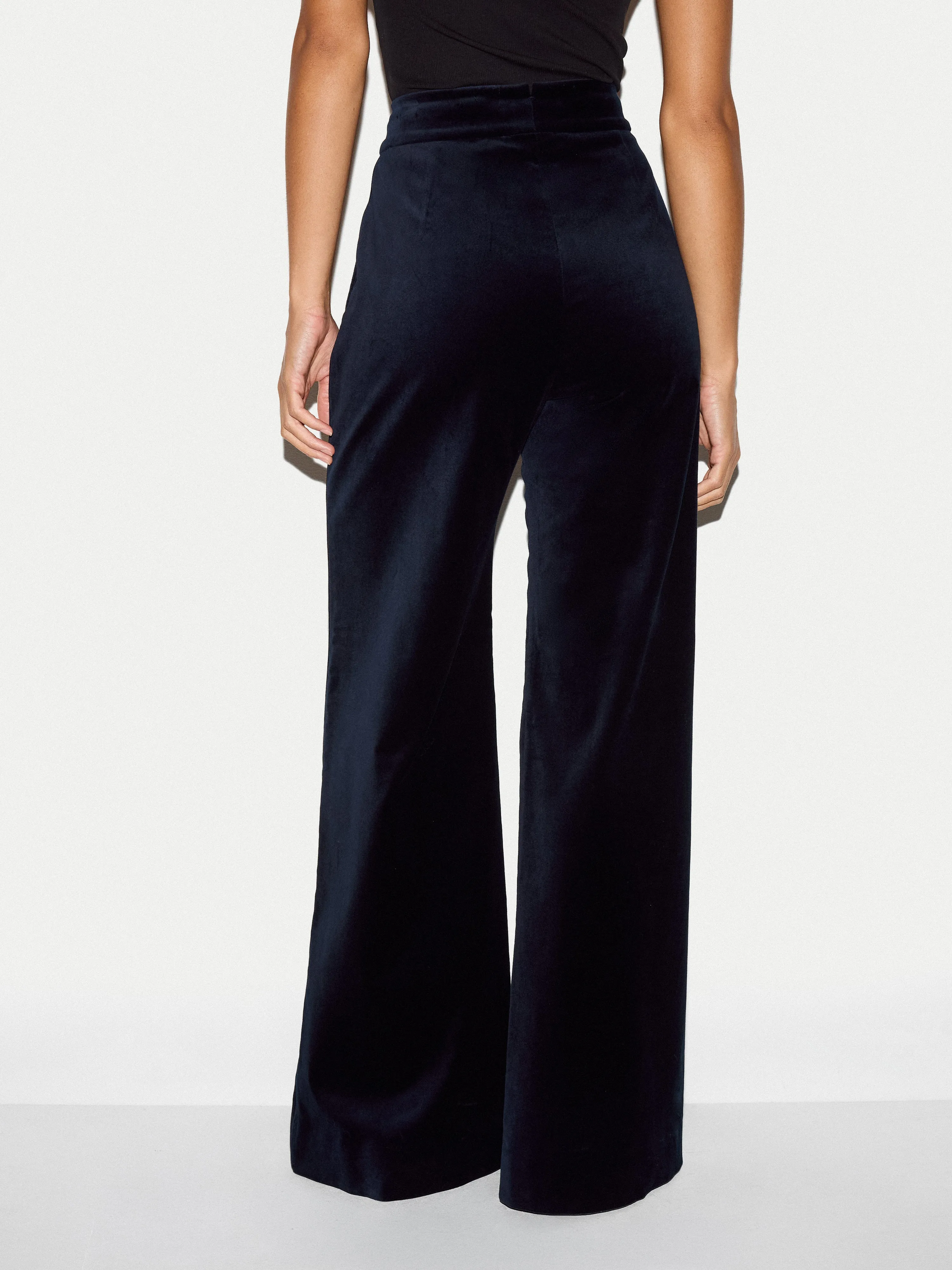 Velvet Satin Wide Leg Trouser | Navy sold by Jigsaw product image thumbnail 3