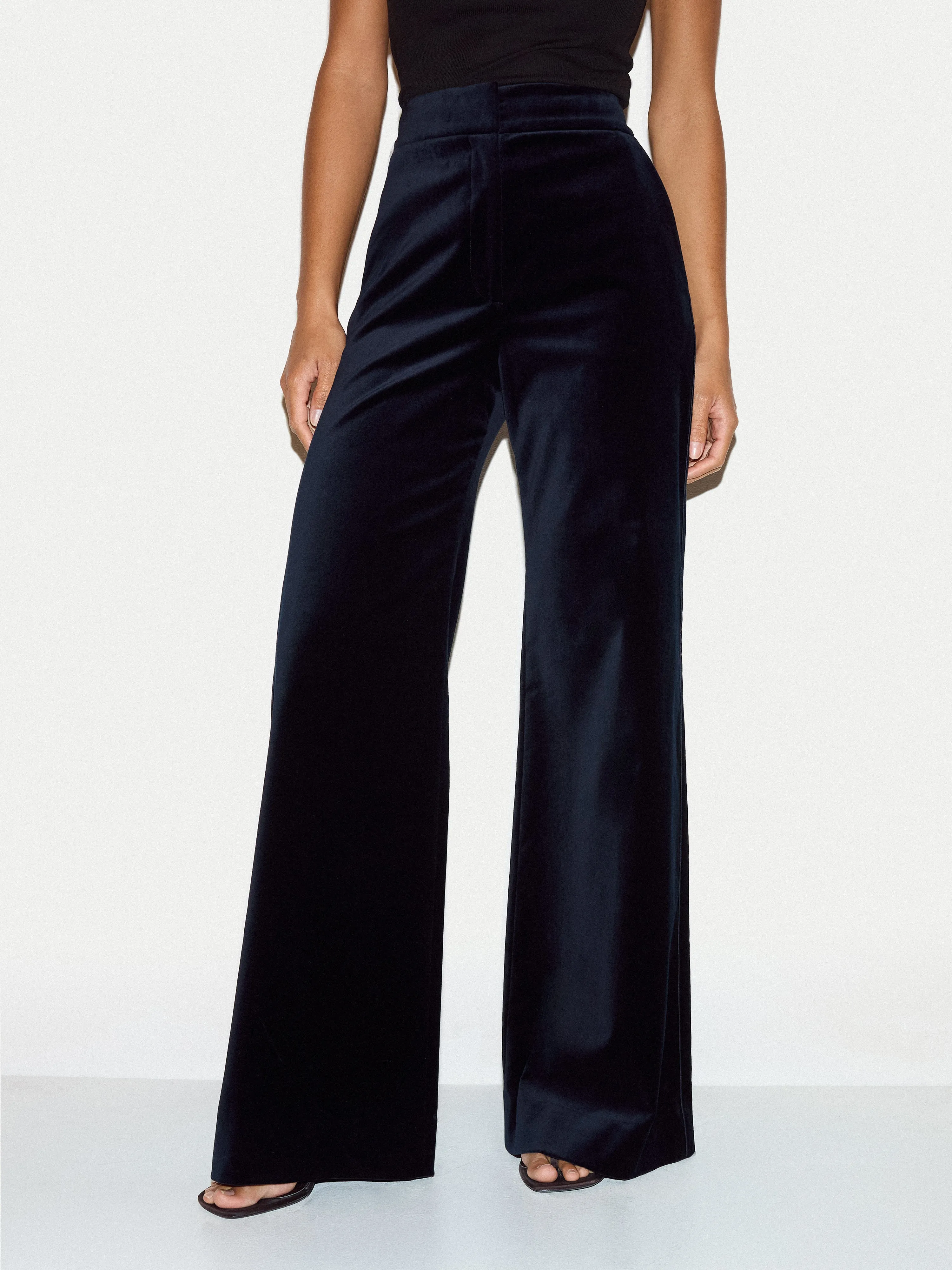 Velvet Satin Wide Leg Trouser | Navy sold by Jigsaw product image thumbnail 2