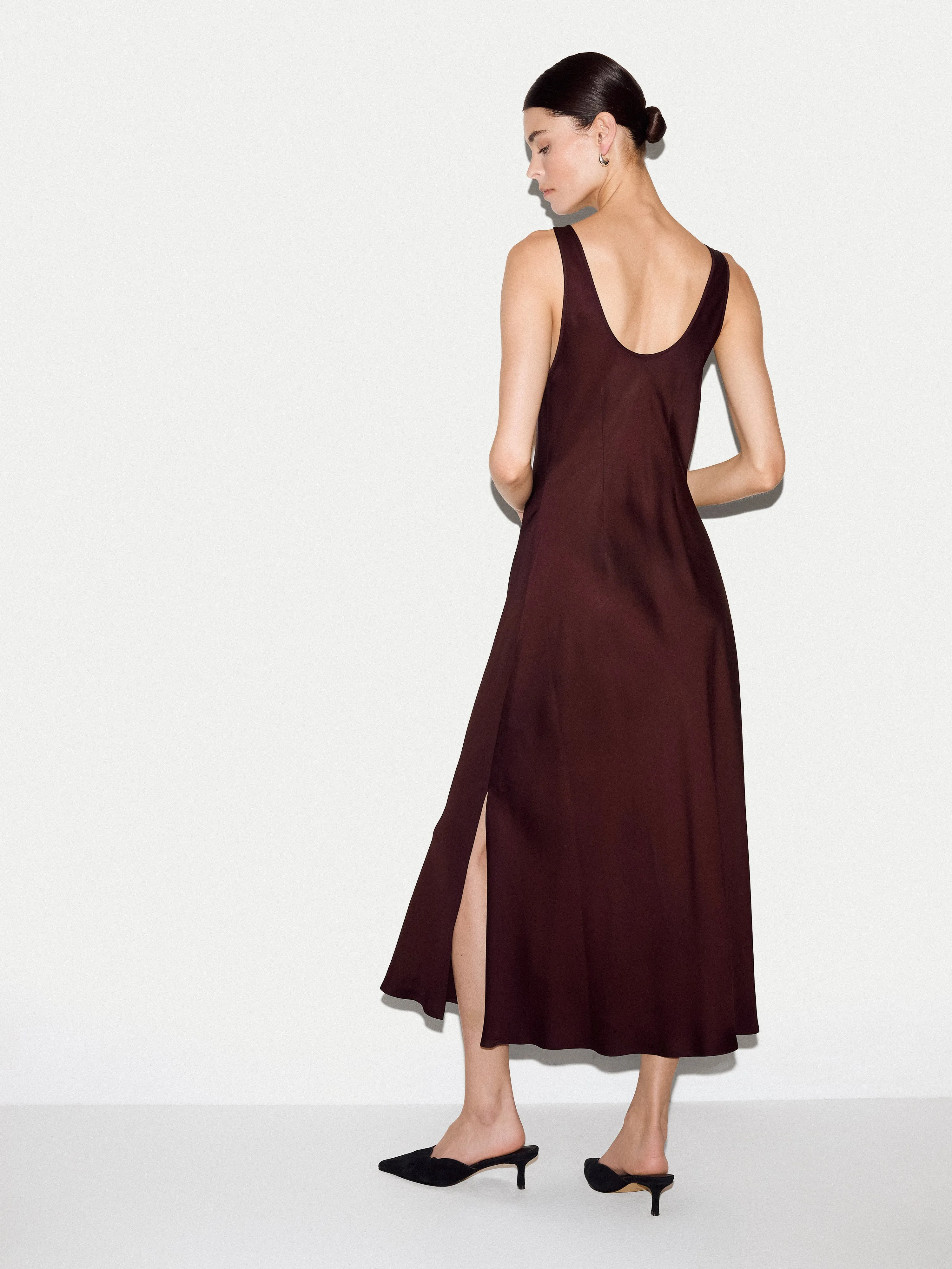 Satin Cowl Neck Bias Dress | Burgundy sold by Jigsaw product image thumbnail 5