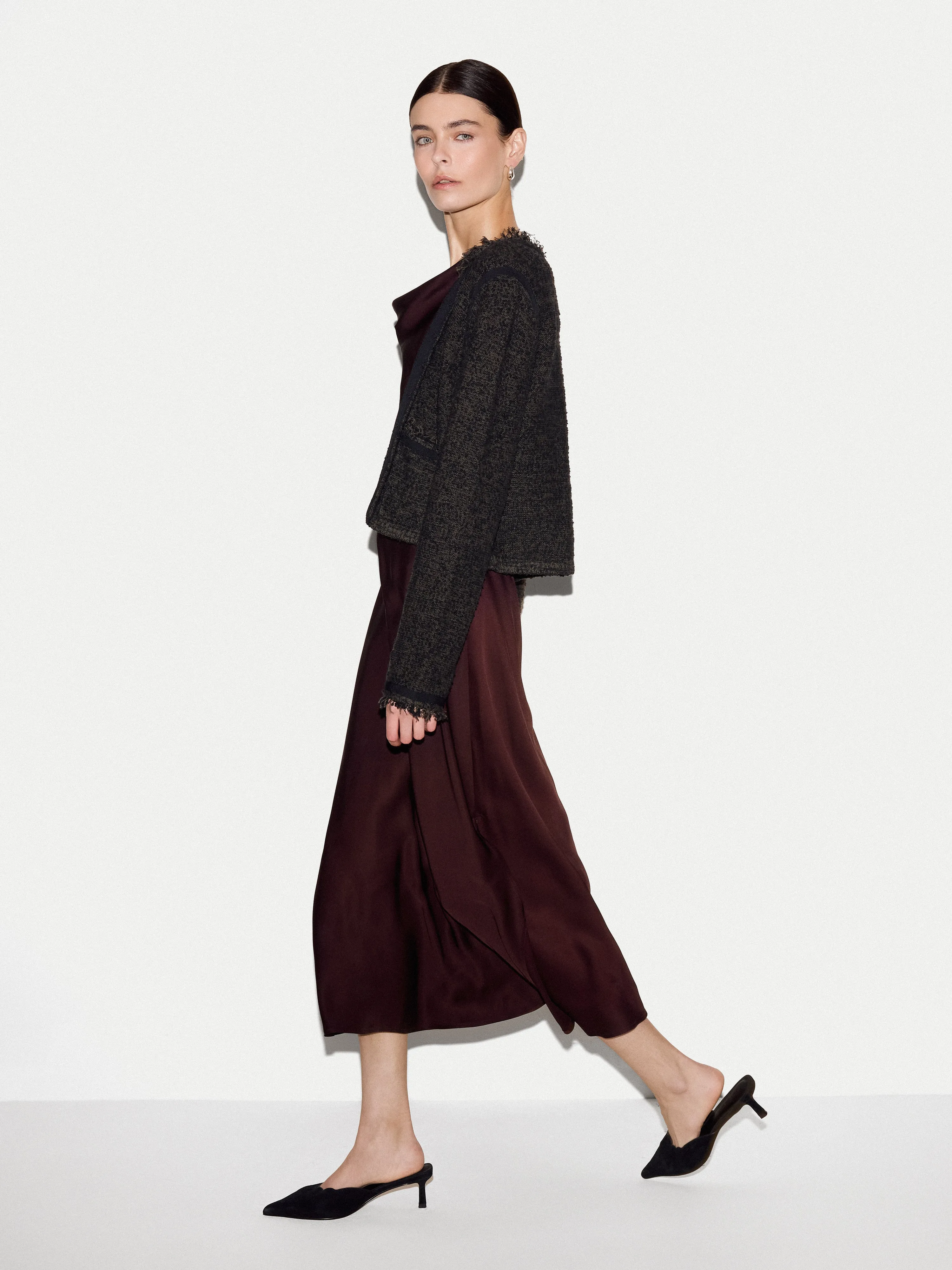 Satin Cowl Neck Bias Dress | Burgundy sold by Jigsaw product image thumbnail 3