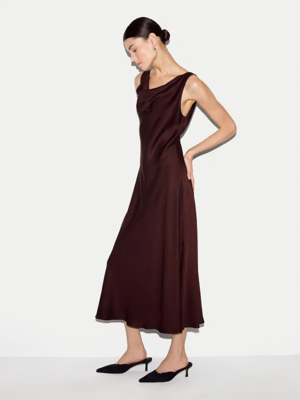 Satin Cowl Neck Bias Dress | Burgundy made by Jigsaw