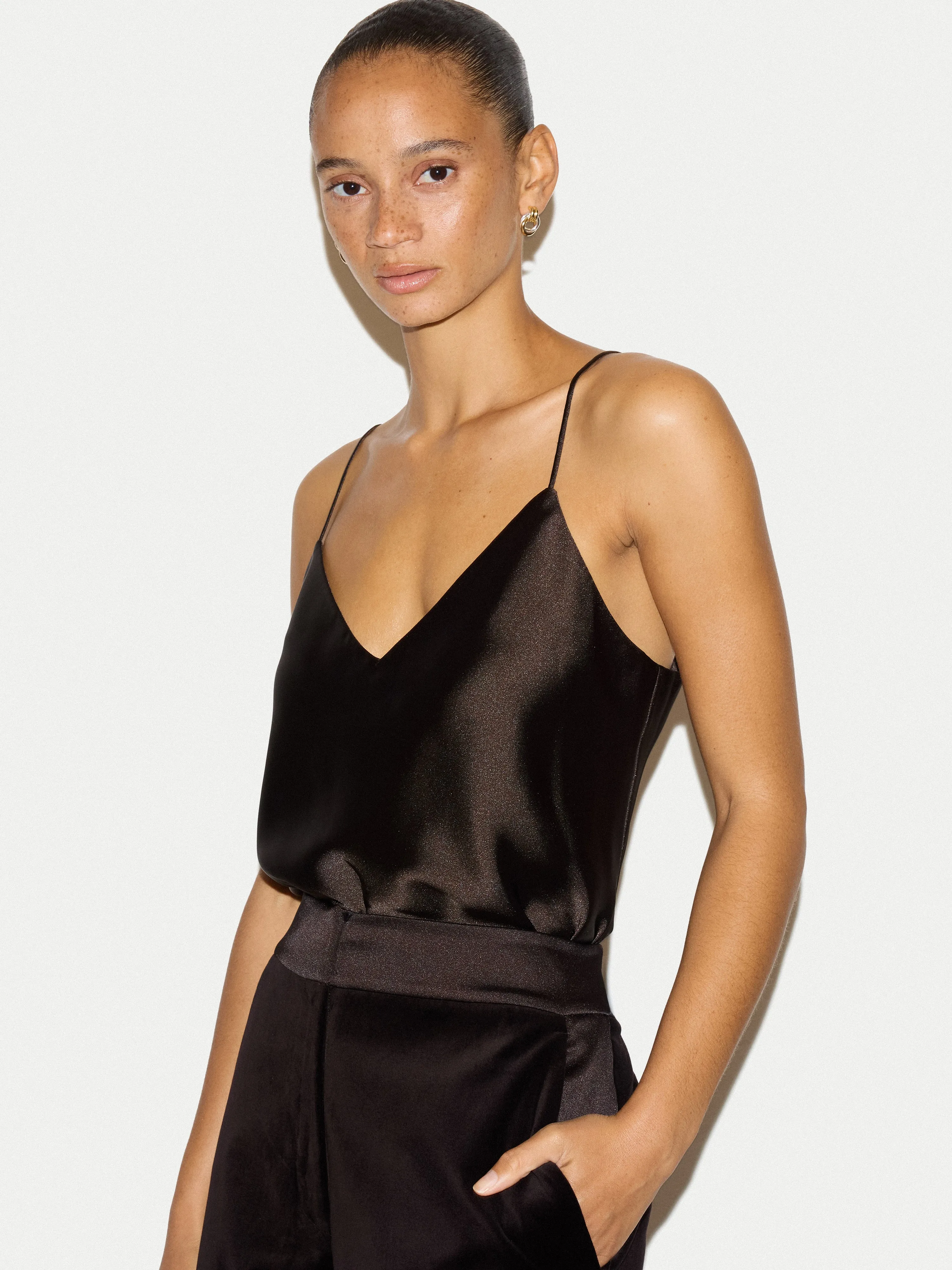 Satin Drape Cami | Brown sold by Jigsaw