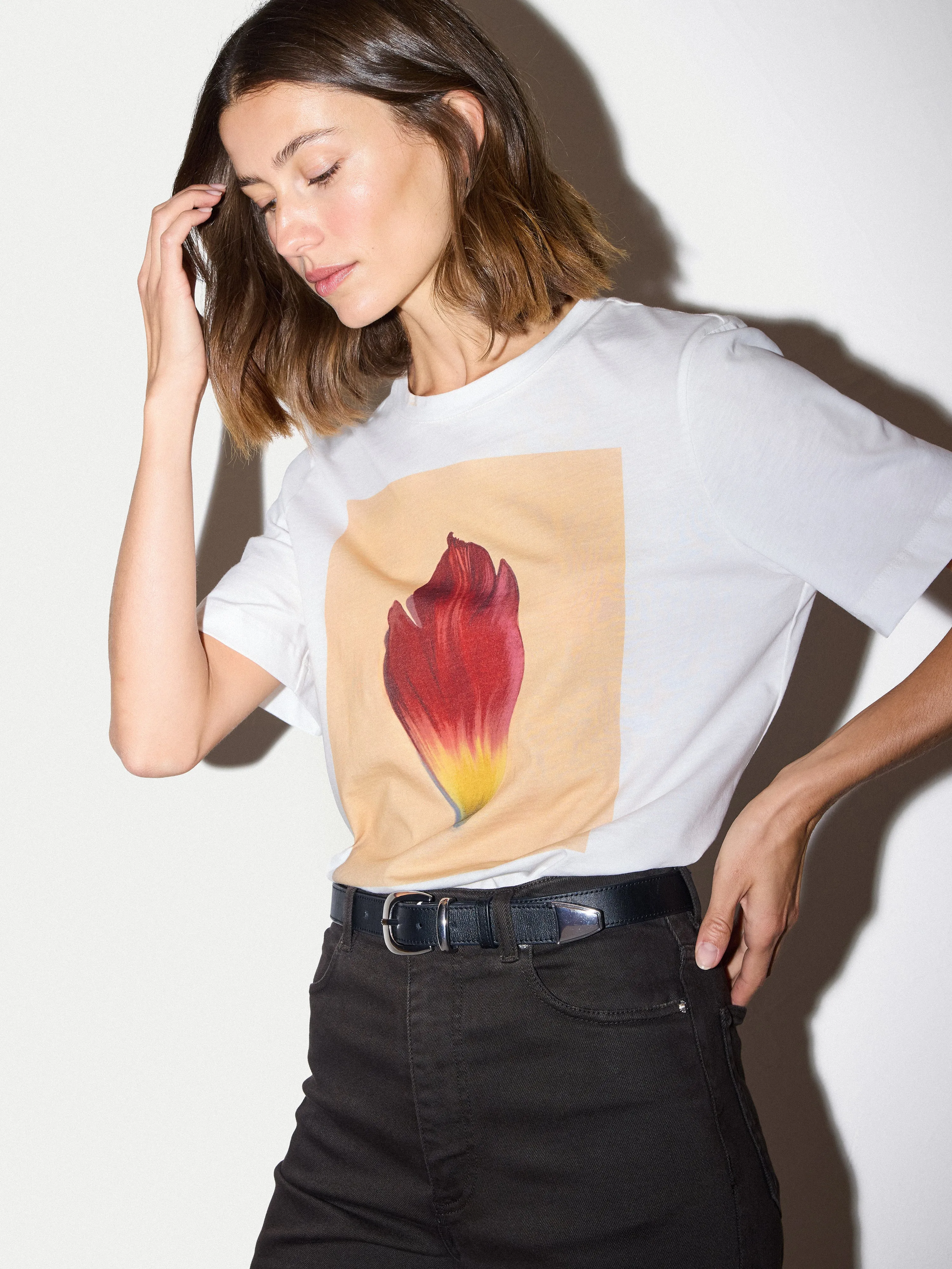 Petal Printed T-shirt | White sold by Jigsaw product image thumbnail 3