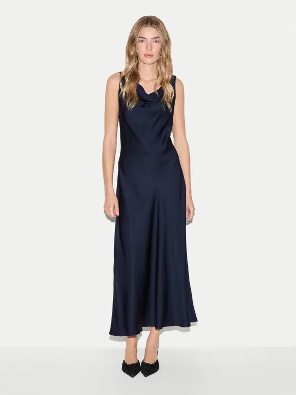 Satin Cowl Neck Bias Dress | Navy made by Jigsaw