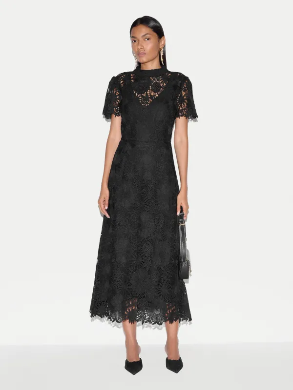 Floral Lace Midi Dress | Black made by Jigsaw